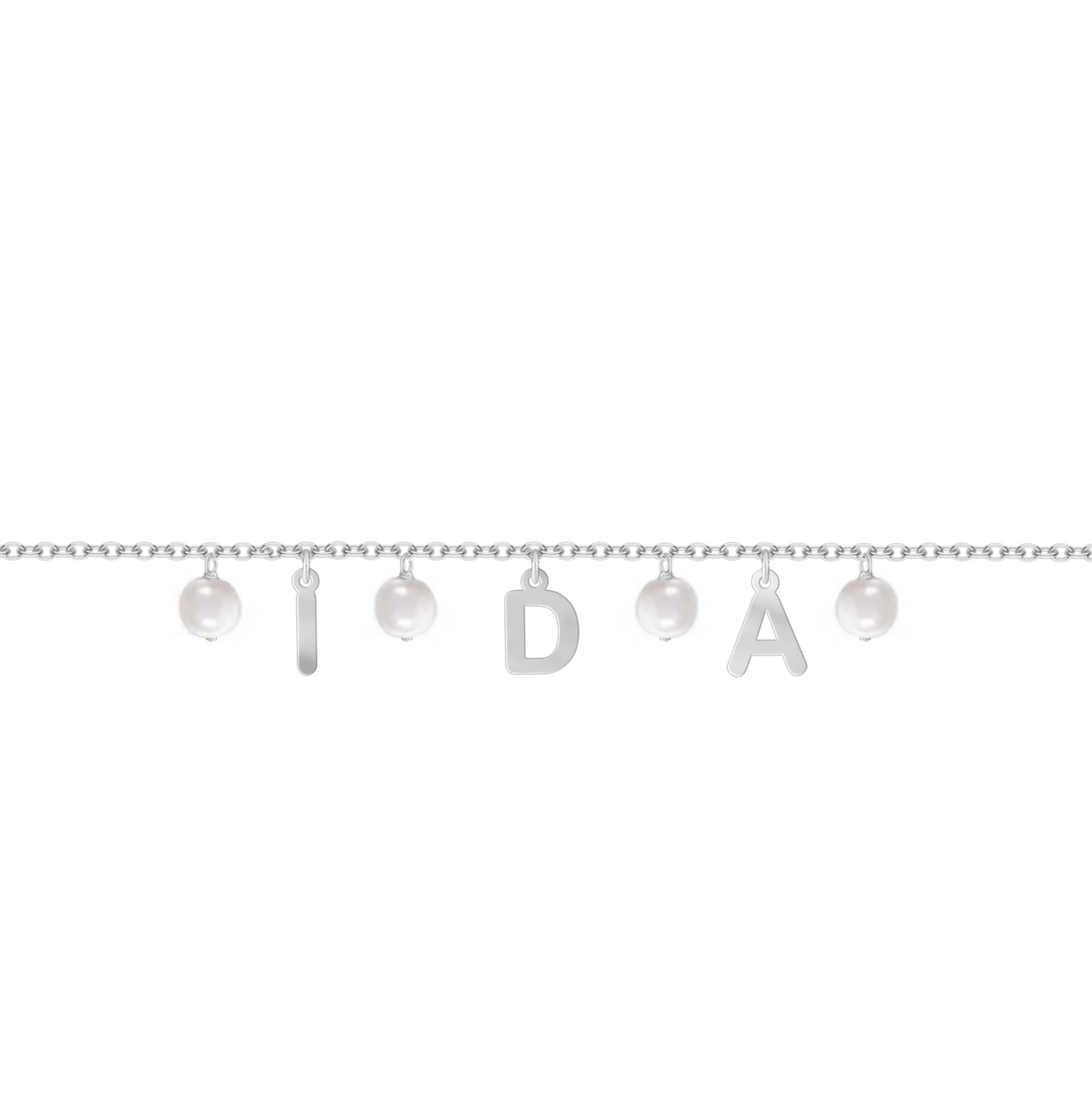 Bracciale con una o più lettere componibili personalizzabili con perle in argento 925‰