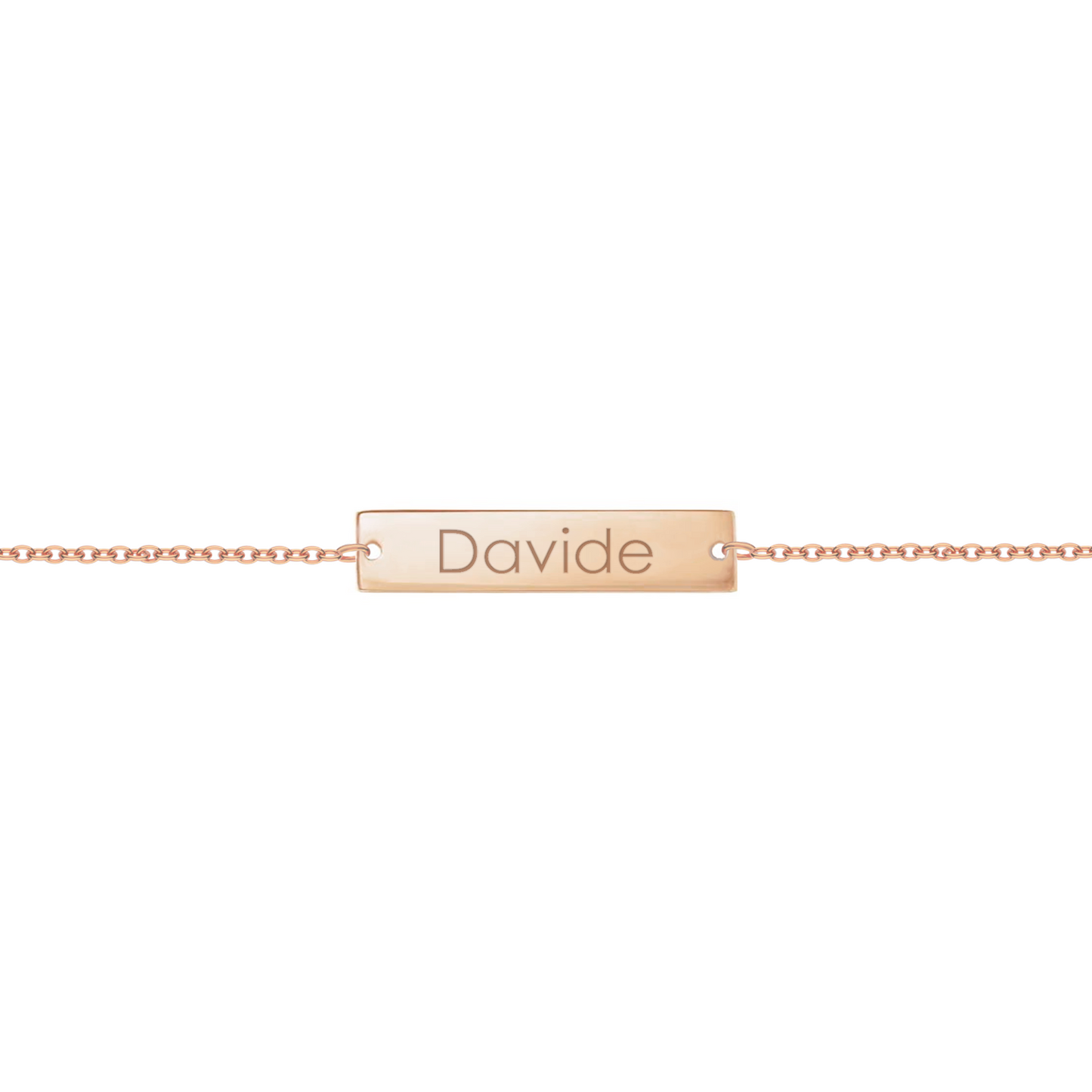 Bracciale con piastrina personalizzata in argento placcato in oro rosa 18Kt
