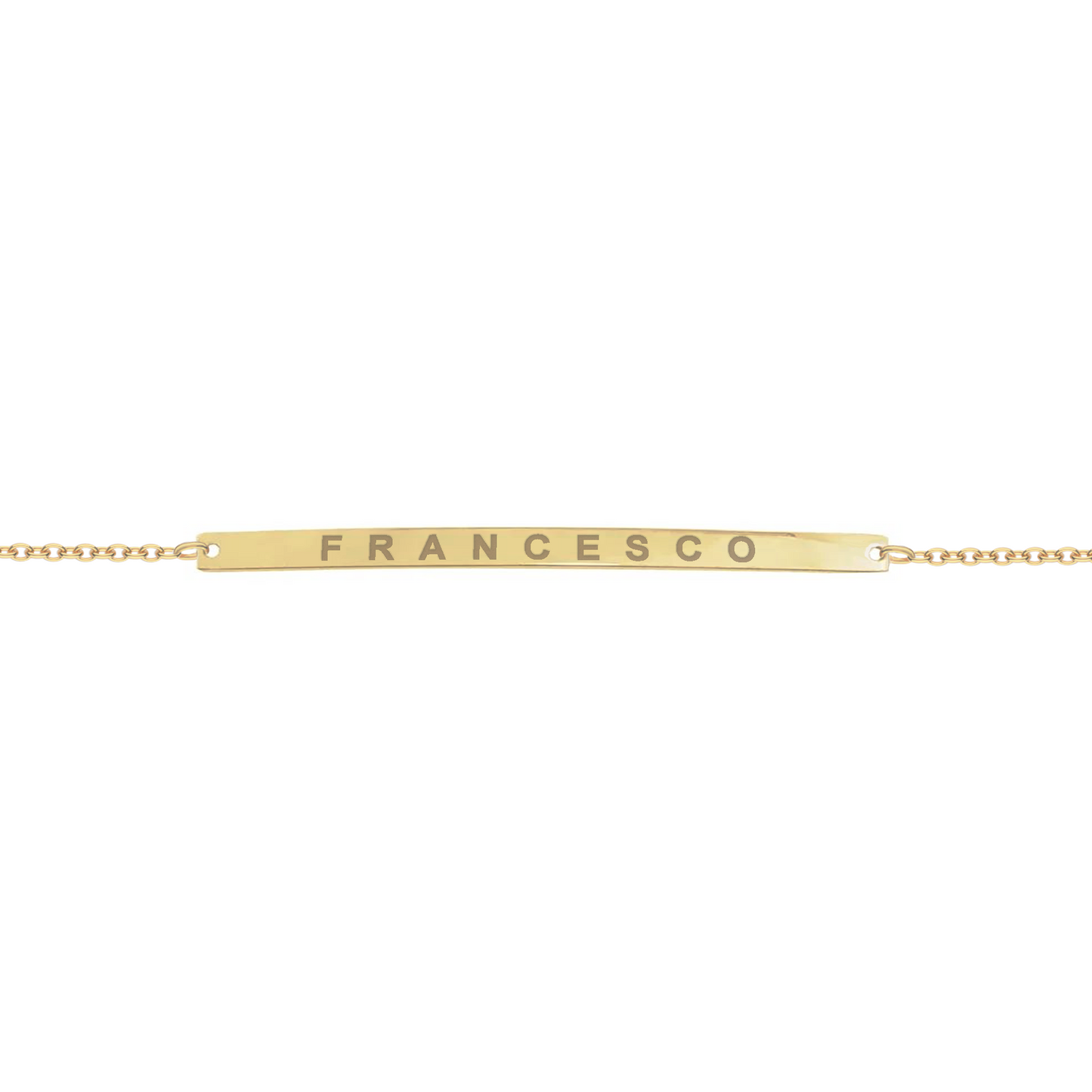 Bracciale con piastrina sottile personalizzata in argento placcata in oro giallo 18Kt