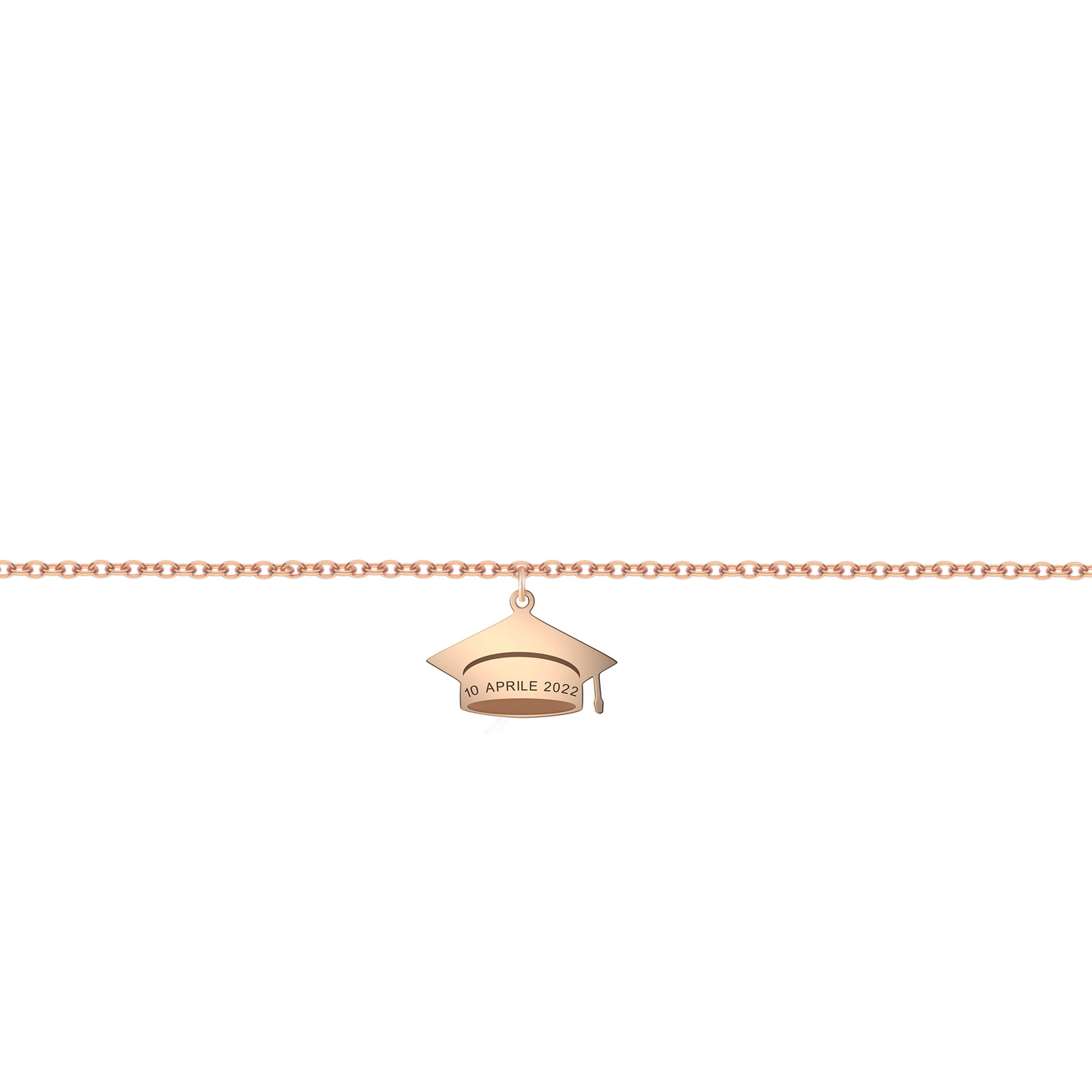 Bracciale con tocco accademico personalizzato in argento placcato in oro rosa 18Kt