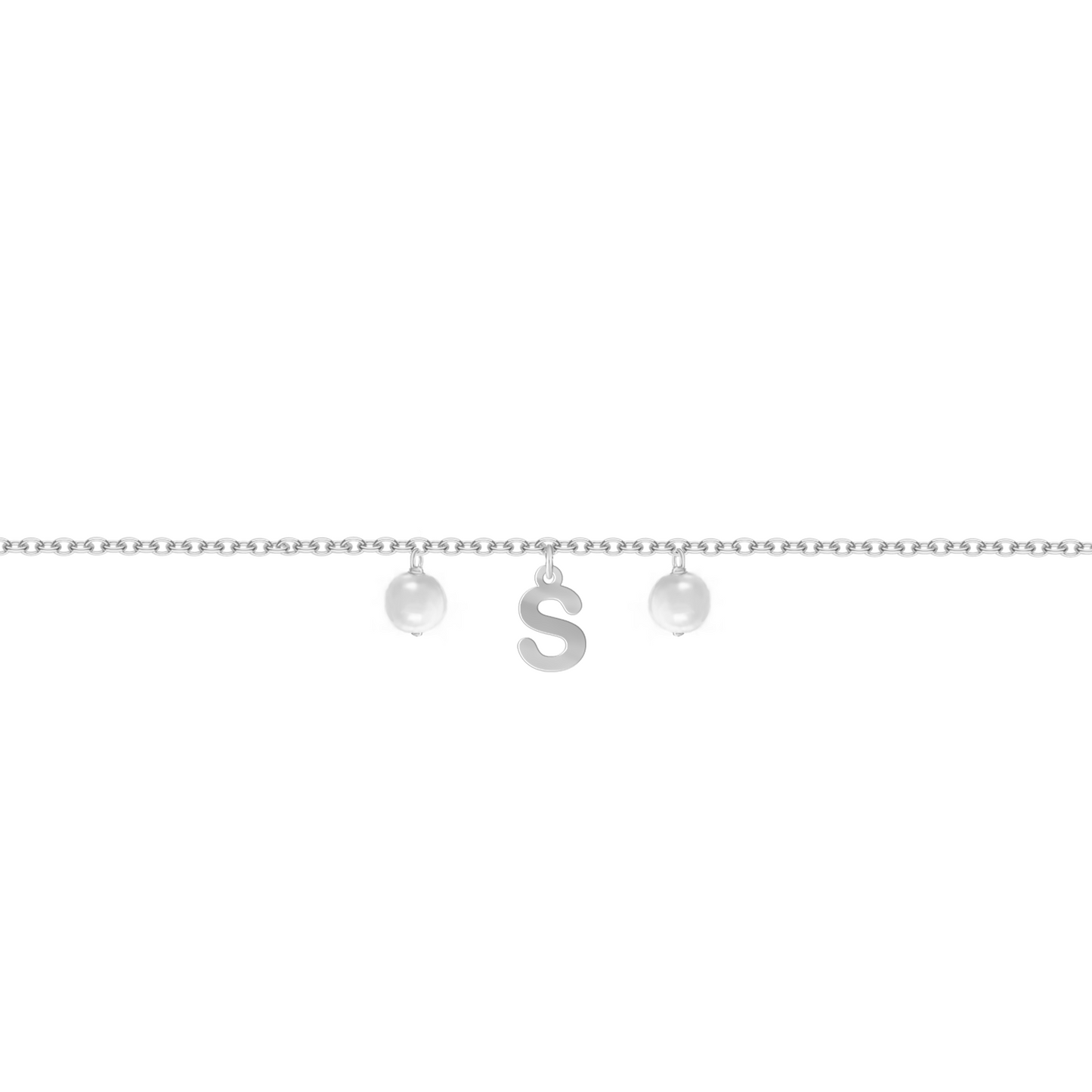 Bracciale con una lettera componibile personalizzabile con perle in argento 925‰