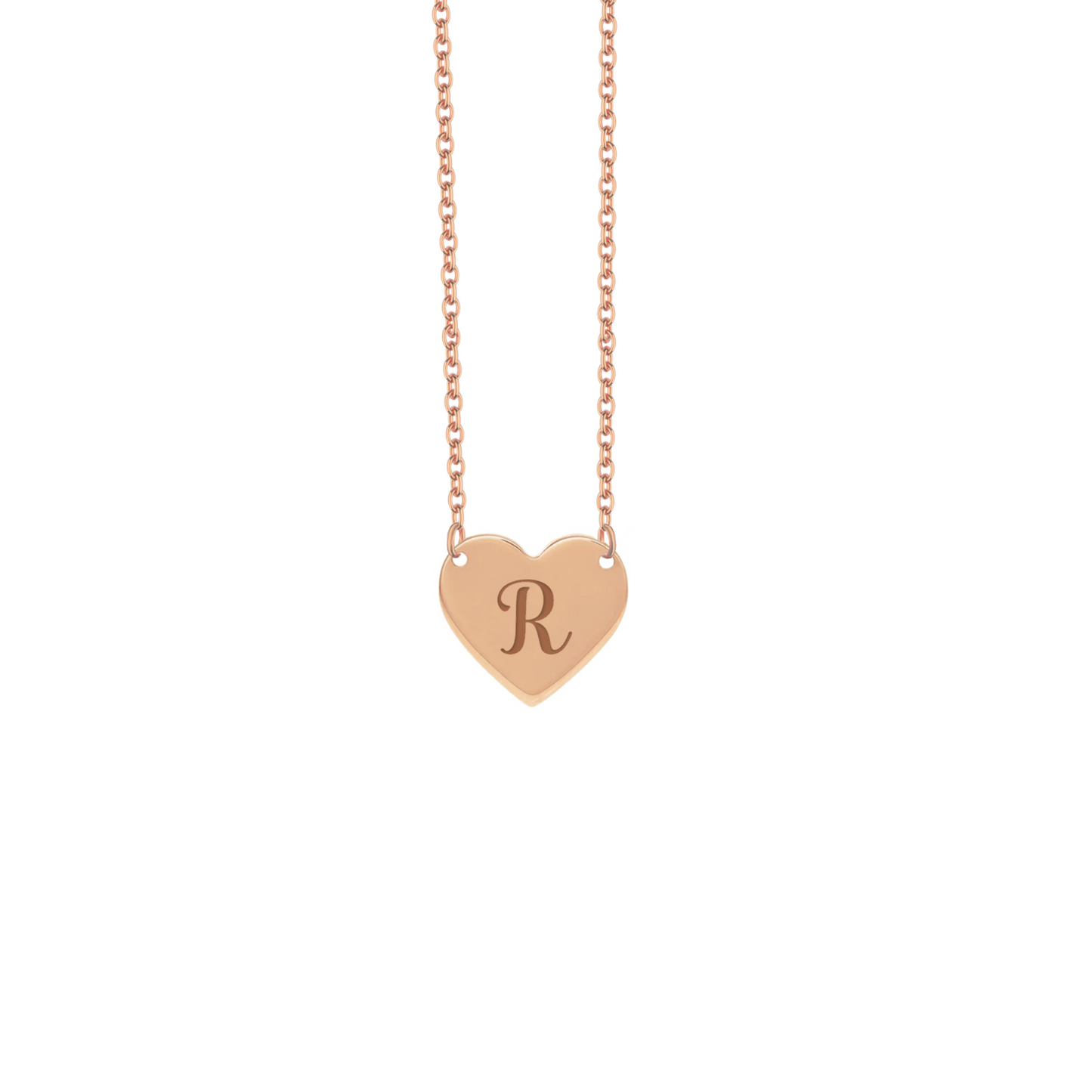Collana con piastrina a forma di cuore personalizzato in argento placcato in oro rosa 18Kt
