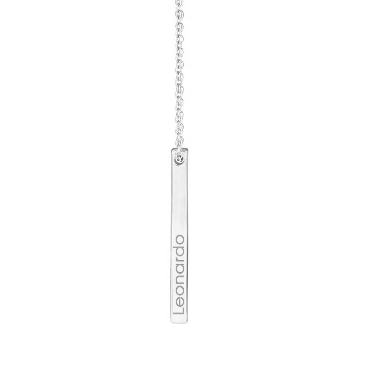 Collana con ciondolo barra totem tridimensionale personalizzabile sui 4 lati in argento 925‰ vista laterale