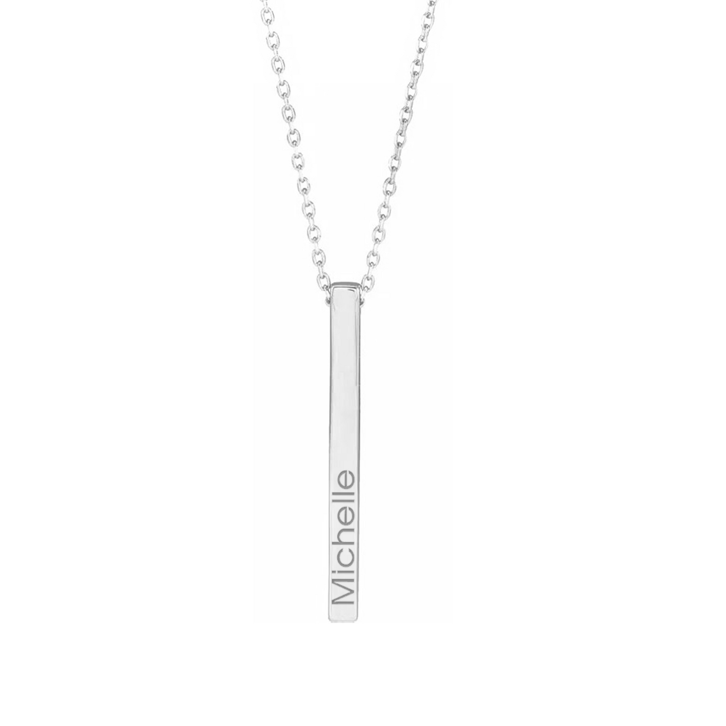 Collana con ciondolo barra totem tridimensionale personalizzabile sui 4 lati in argento 925‰