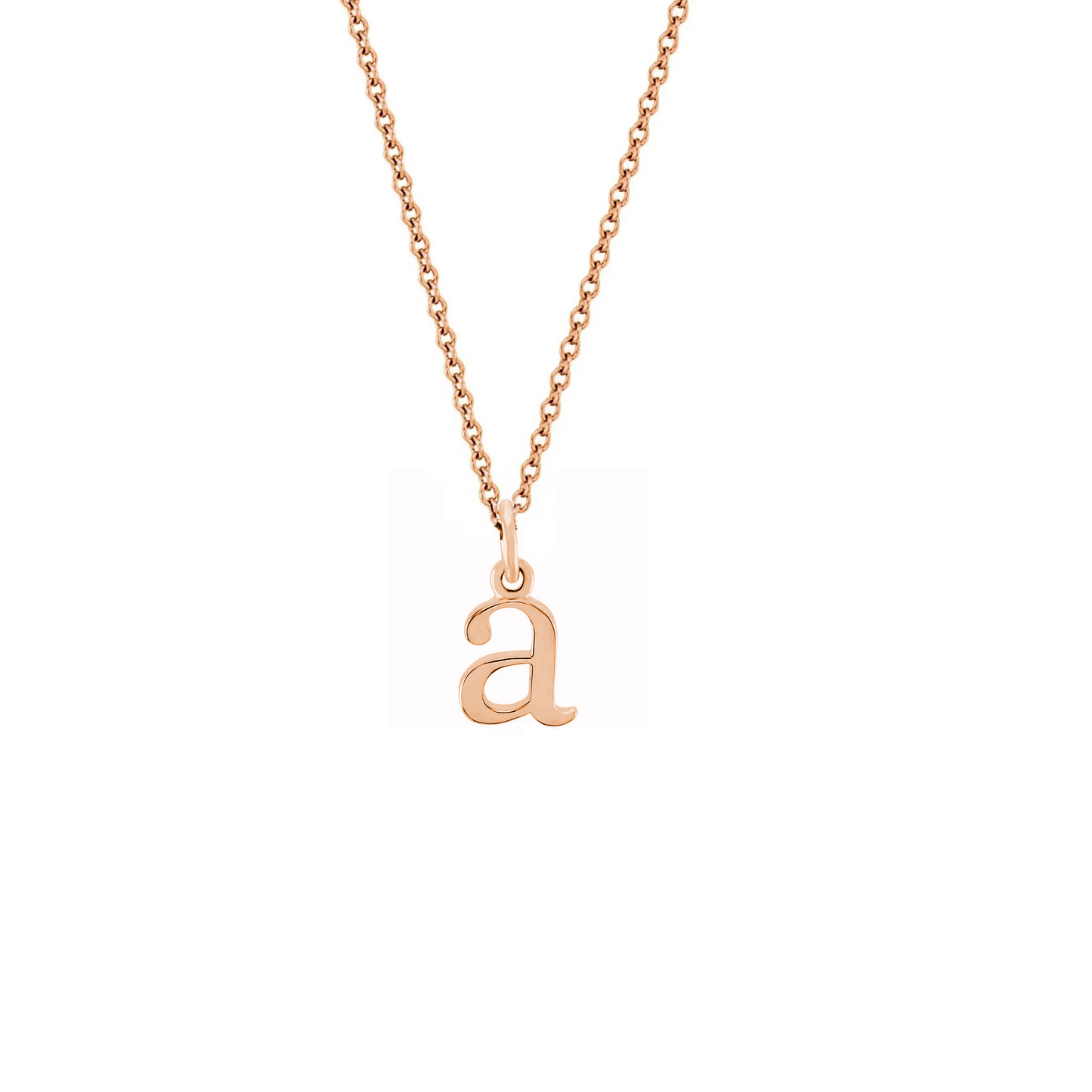 Collana con ciondolo iniziale A stampatello in argento placcata in oro rosa 18Kt