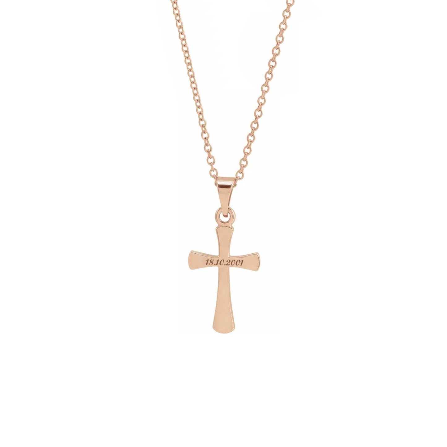Collana con croce personalizzata in argento placcato in oro rosa 18Kt