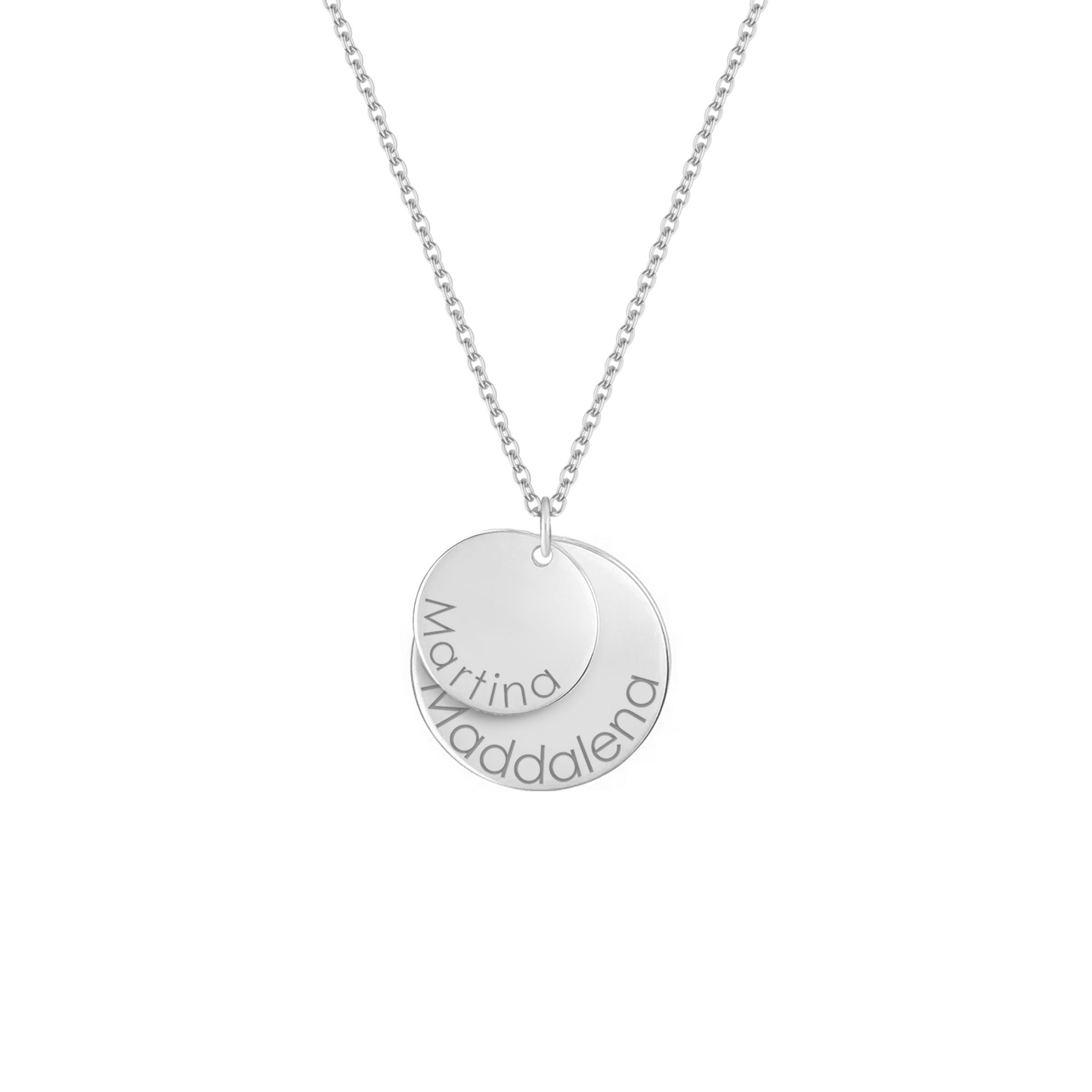 Collana con due piastrine personalizzate rotonde in argento 925‰
