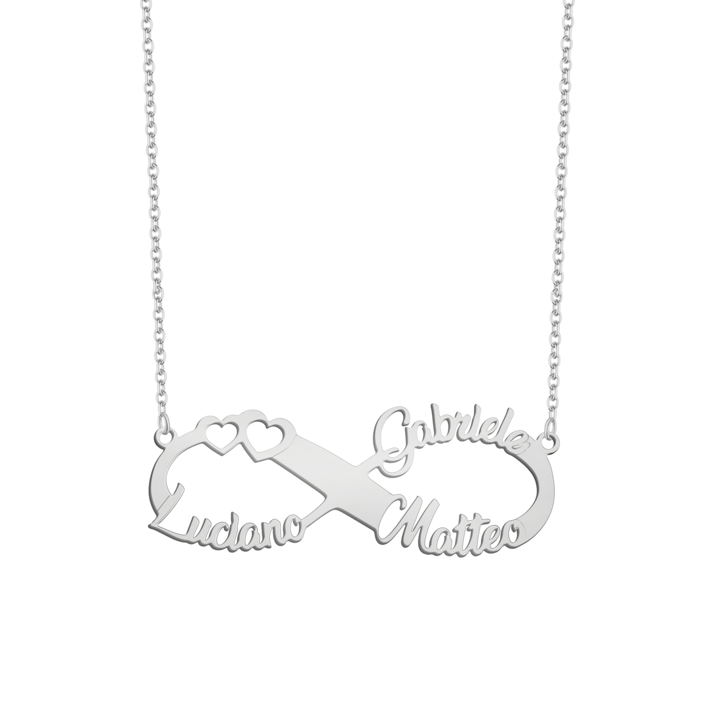 Collana con infinito e tre nomi personalizzabili in argento