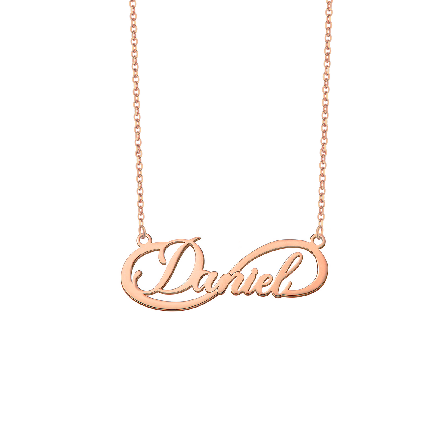 Collana con infinito e un nome in argento personalizzata placcato in oro rosa 18Kt