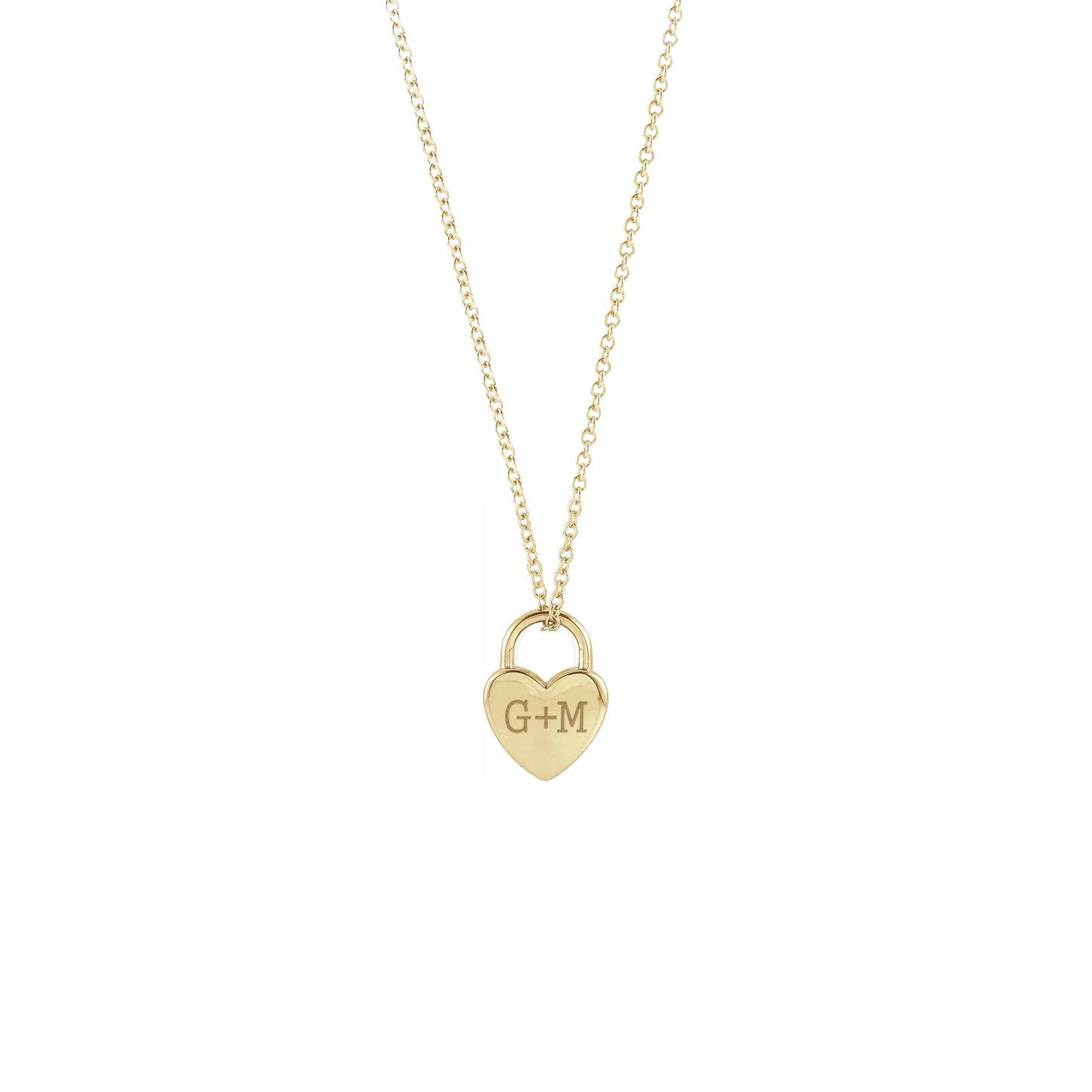 Collana personalizzata con ciondolo tridimensionale lucchetto cuore in argento placcato in oro giallo 18Kt