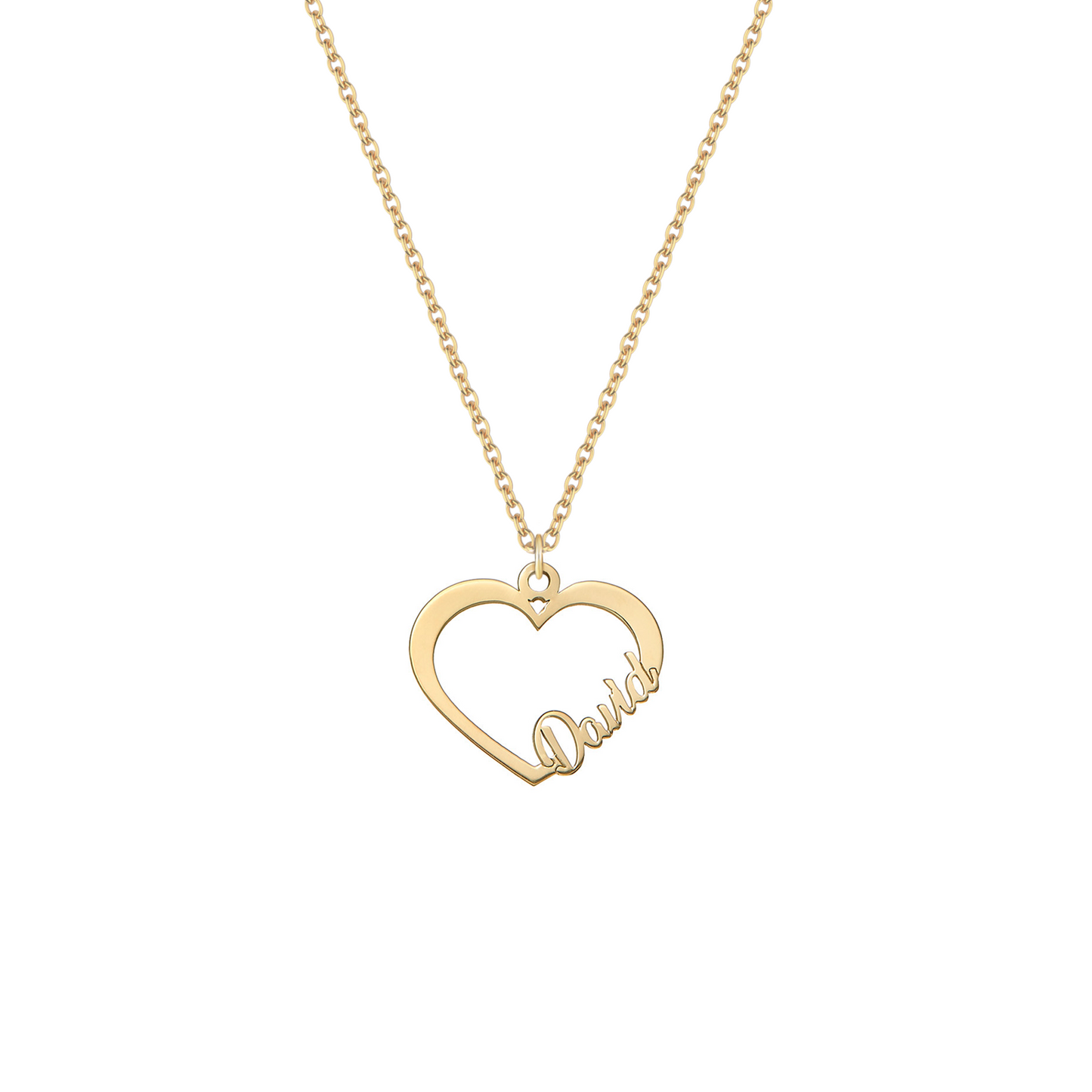 Collana con nome su forma cuore in argento placcato in oro giallo 18Kt personalizzata