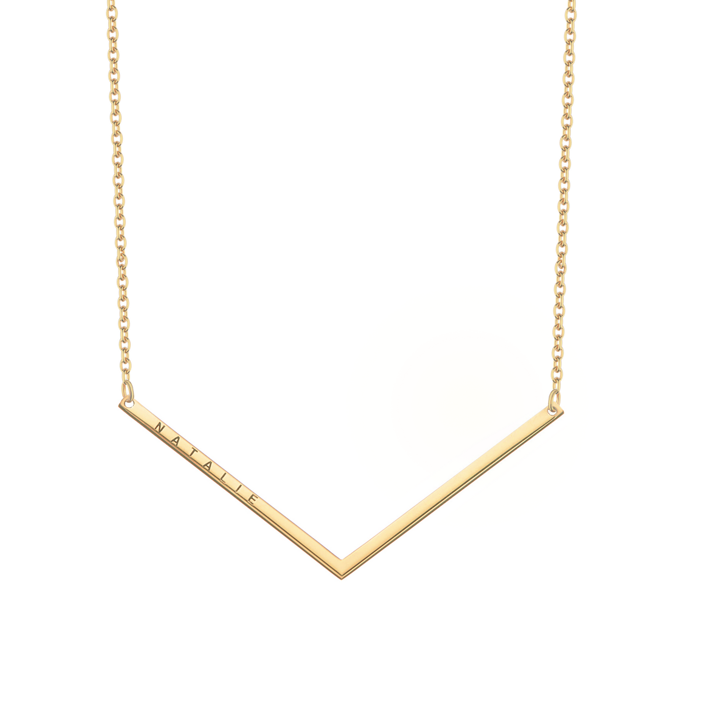 Collana a forma di "V" personalizzabile in argento placcato in oro giallo 18Kt