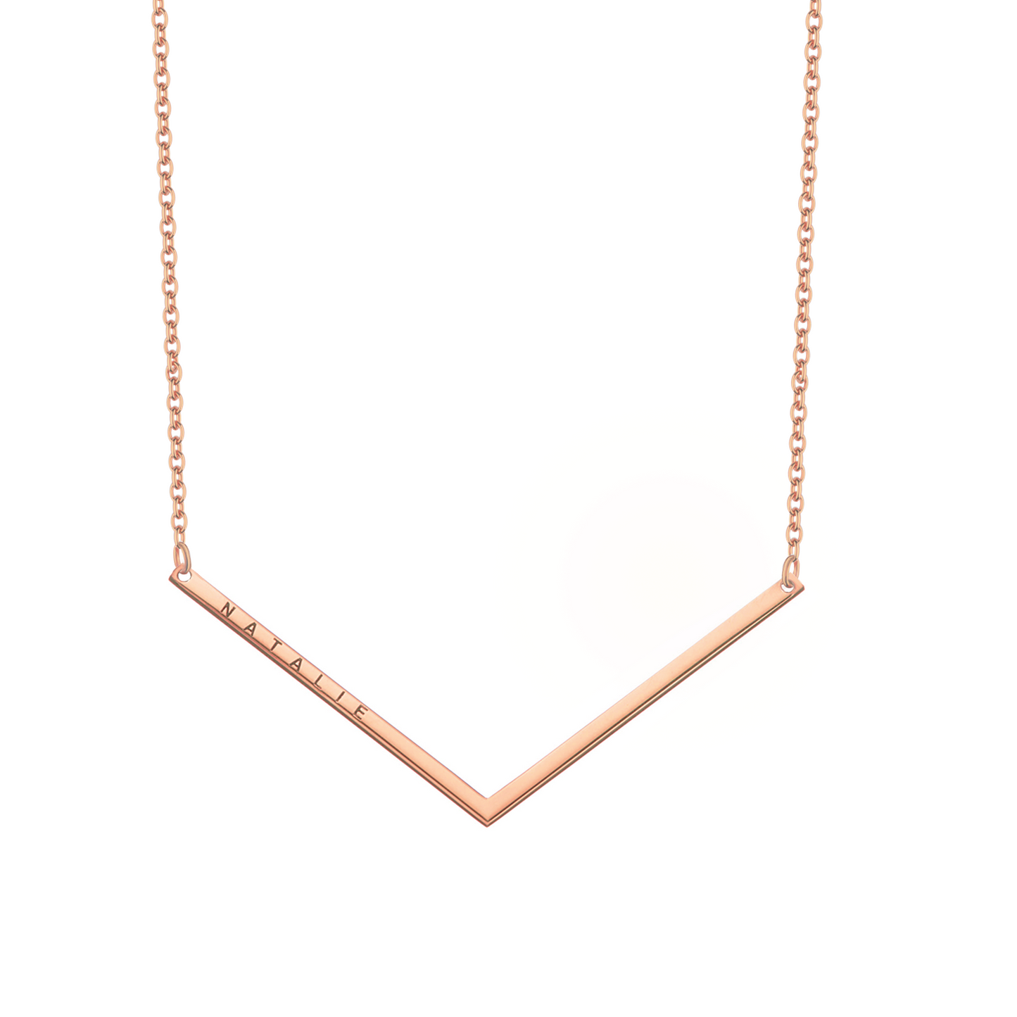 Collana a forma di "V" personalizzabile in argento placcato in oro rosa 18Kt
