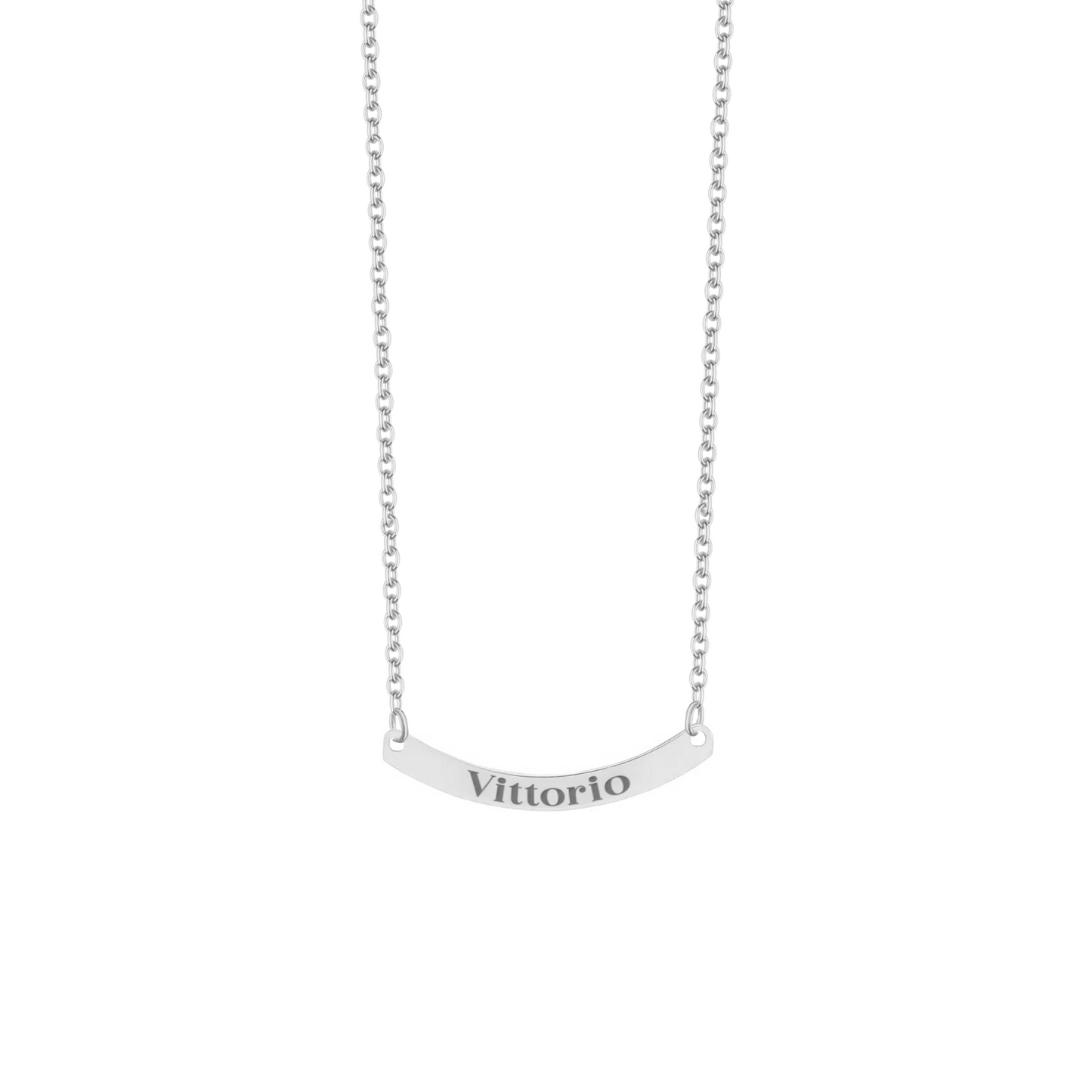 Collana con piastrina rettangolare curva personalizzata in argento