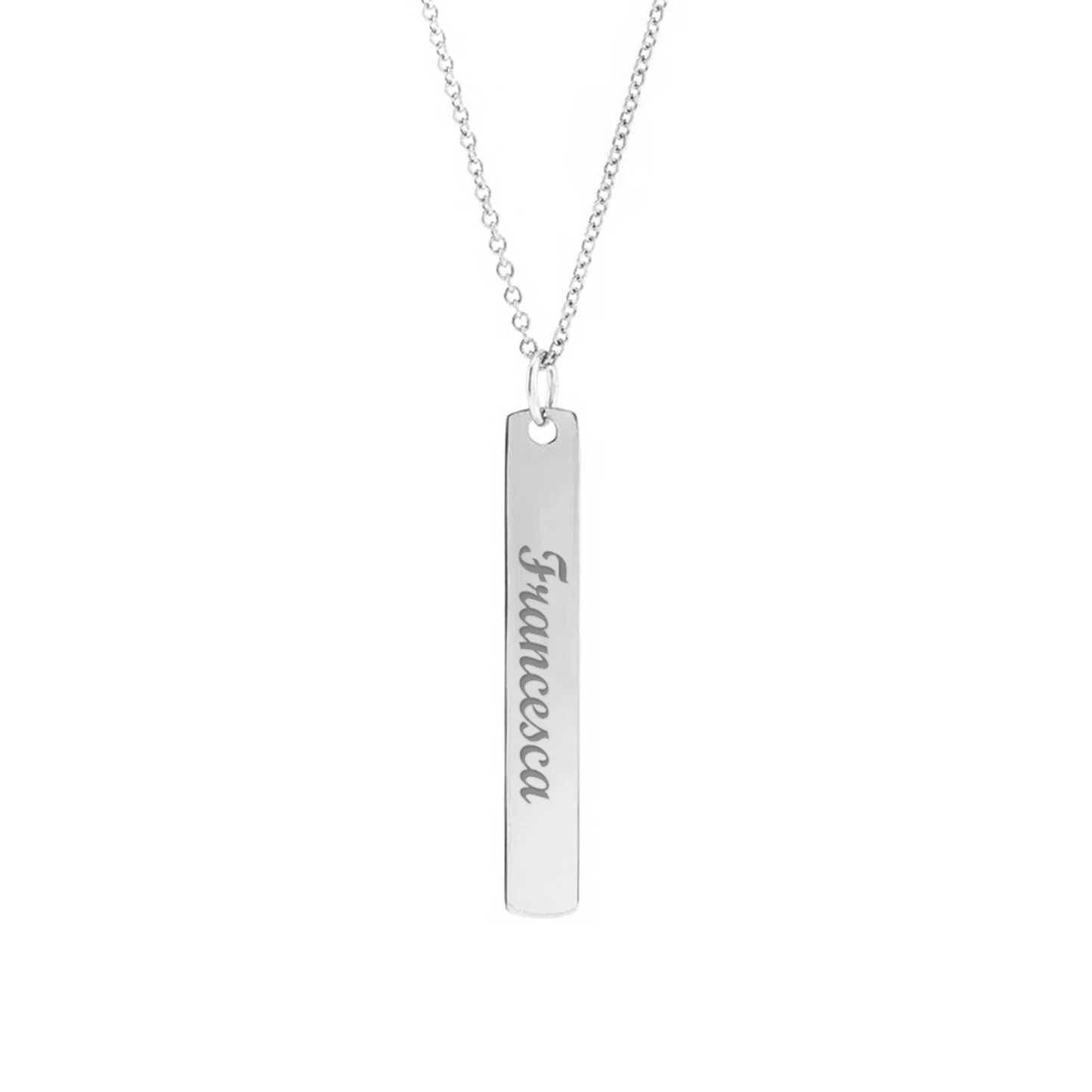 Collana con piastrina rettangolare verticale lunga personalizzabile in argento 925‰