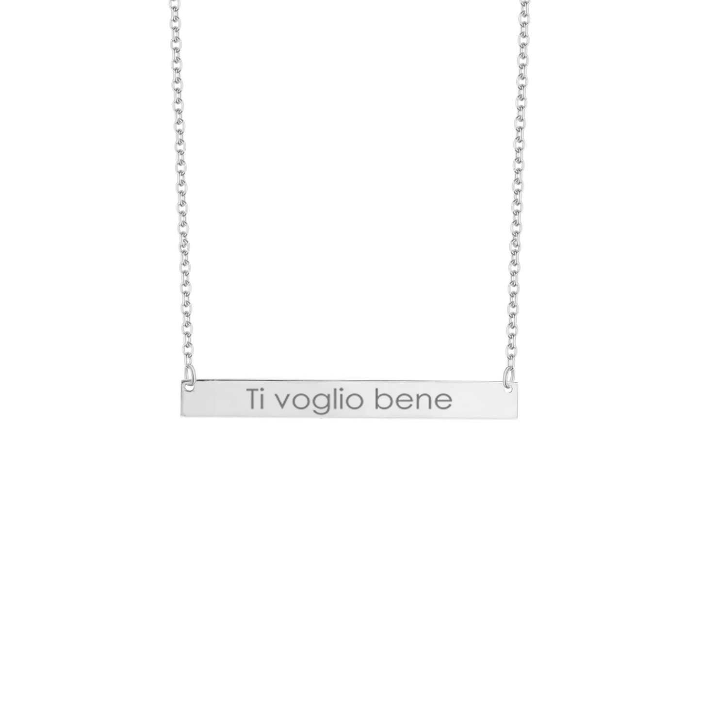 Collana con piastrina rettangolare orizzontale personalizzata in argento