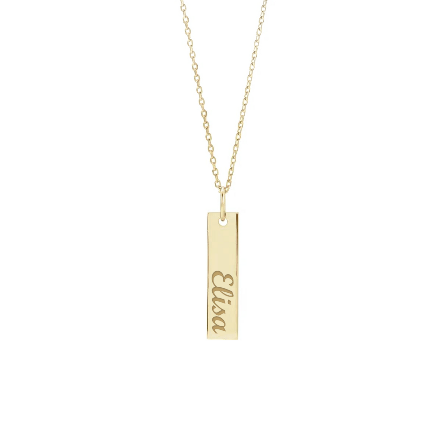 Collana con piastrina rettangolare verticale personalizzabile in argento placcato in oro giallo 18Kt