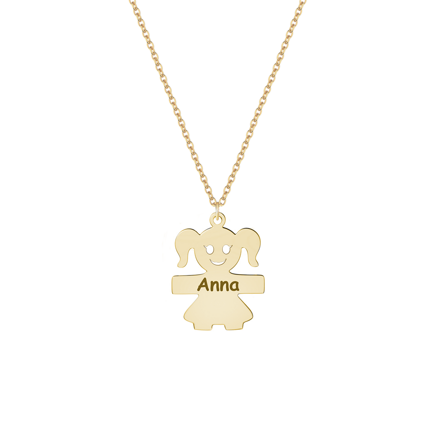 Collana con bimba personalizzata in argento placcato in oro giallo 18Kt