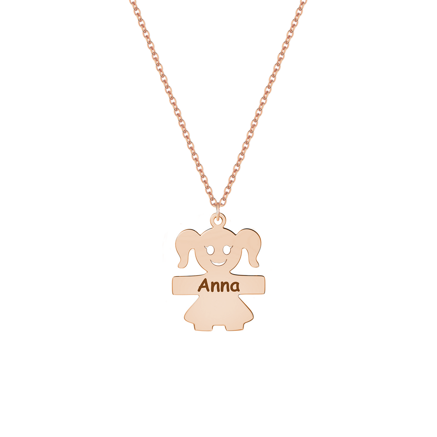 Collana con bimba personalizzata in argento placcato in oro rosa 18Kt