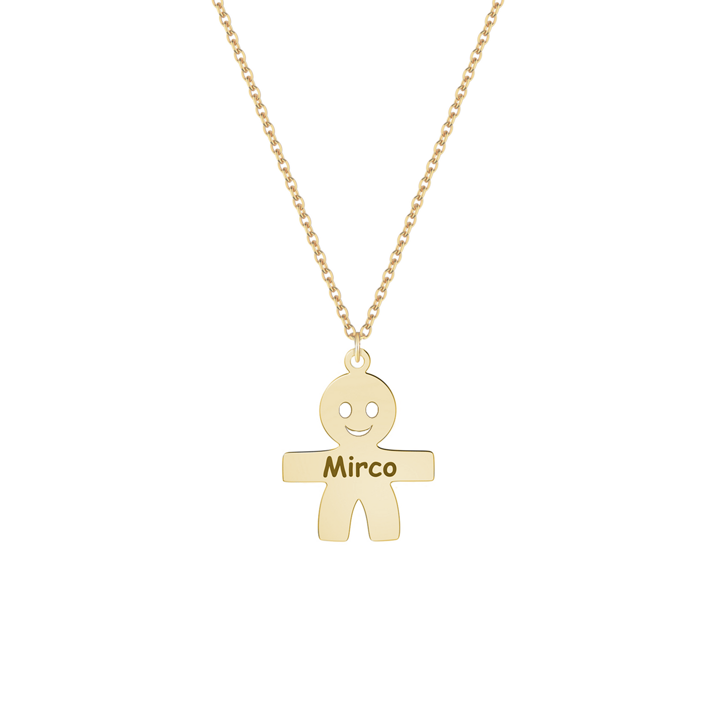 Collana con bimbo personalizzato in argento placcato in oro giallo 18Kt