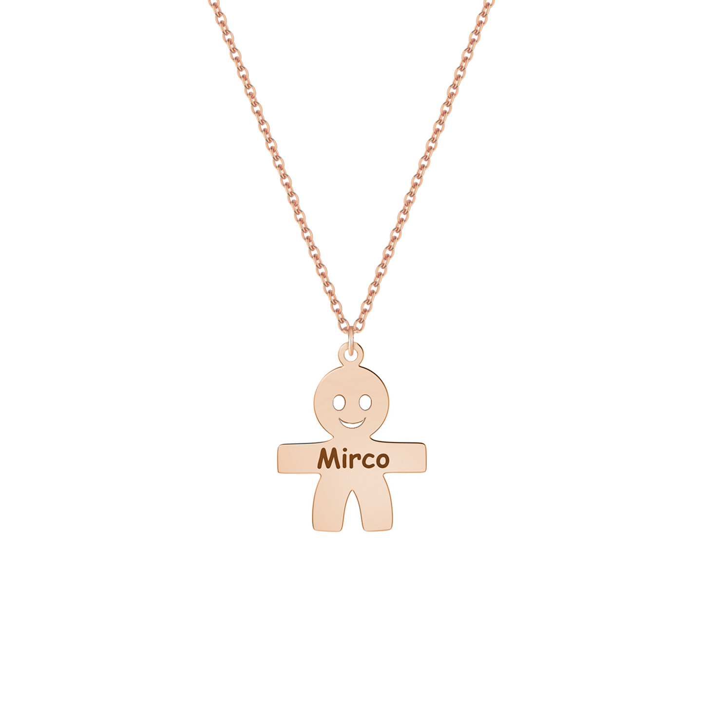 Collana con bimbo personalizzato in argento placcato in oro rosa 18Kt