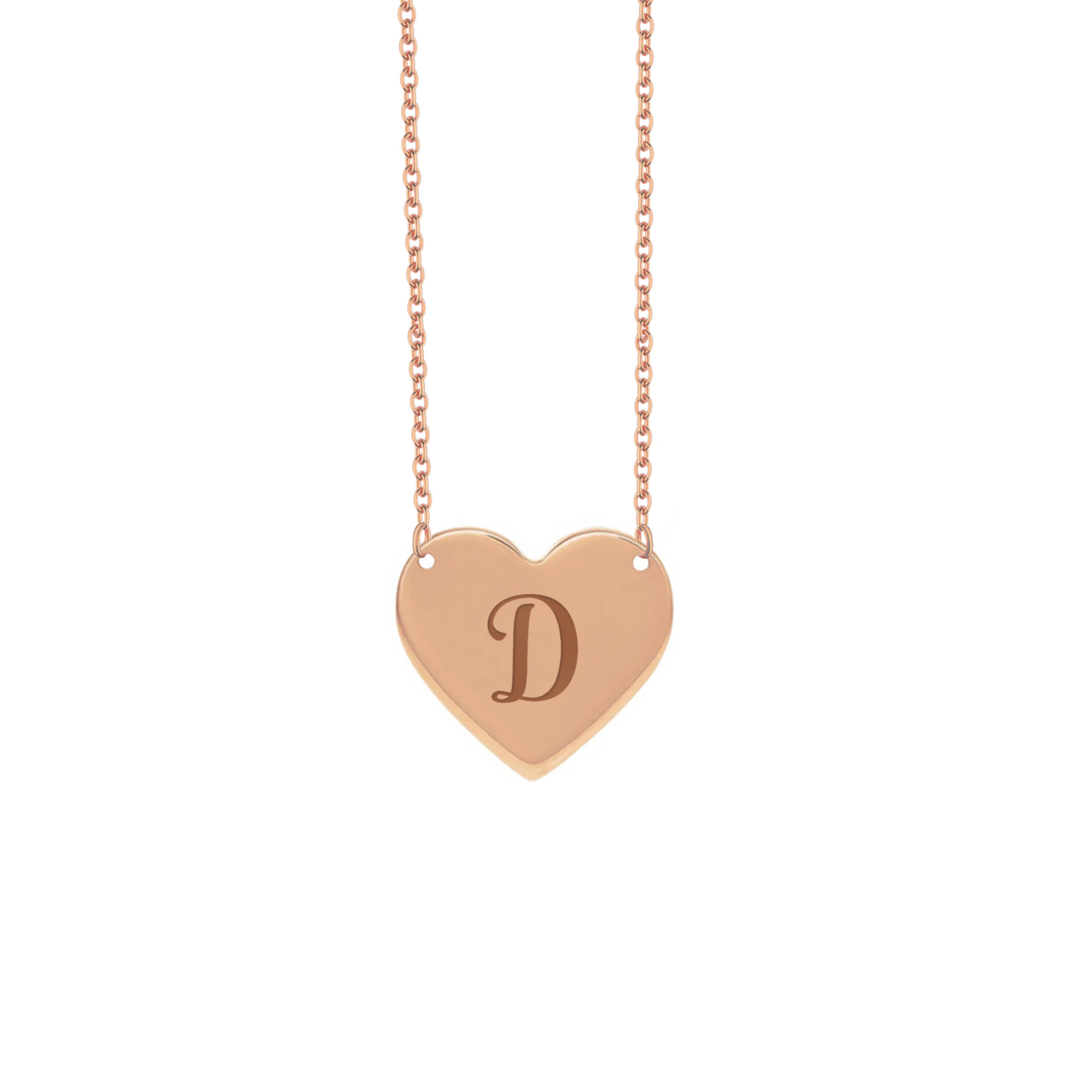 Collana con piastrina a forma di cuore grande personalizzato in argento placcato in oro rosa 18Kt