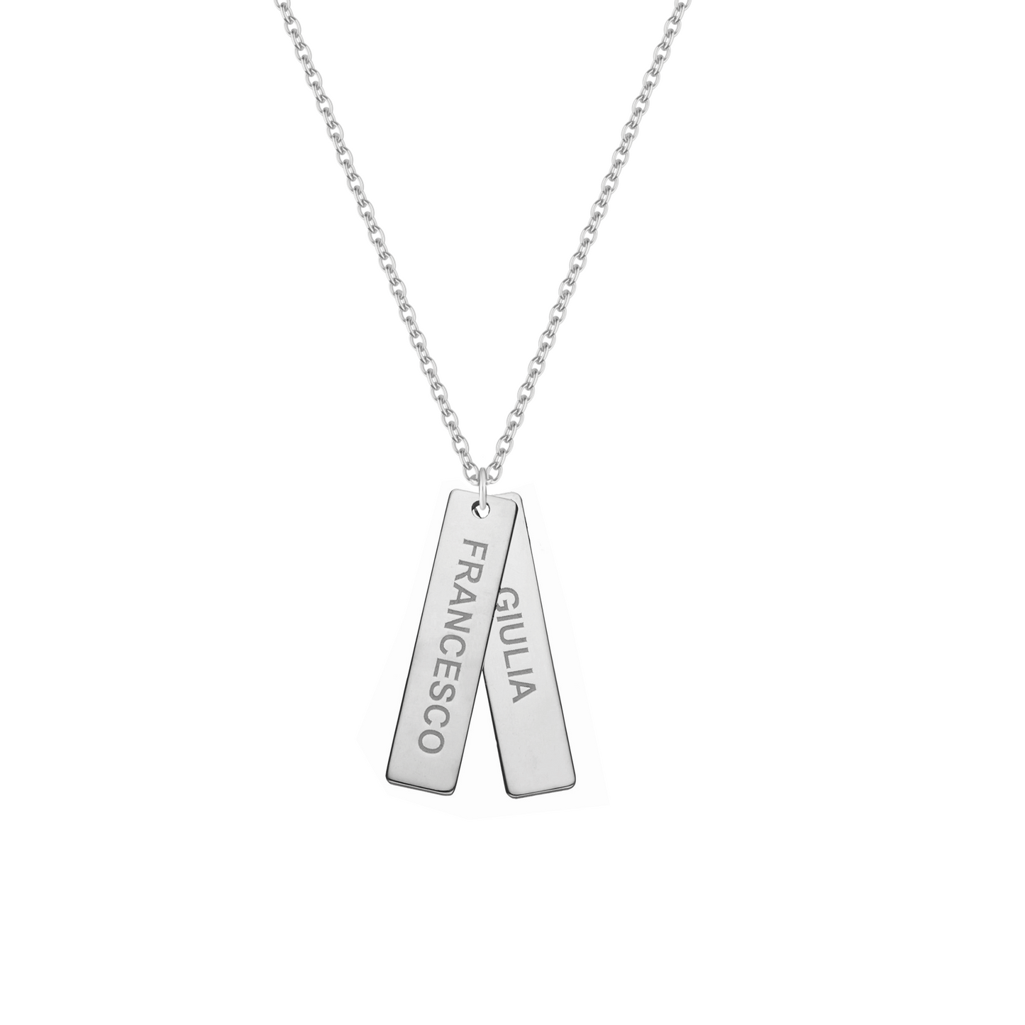 Collana con due piastrine personalizzate rettangolari in argento 925‰