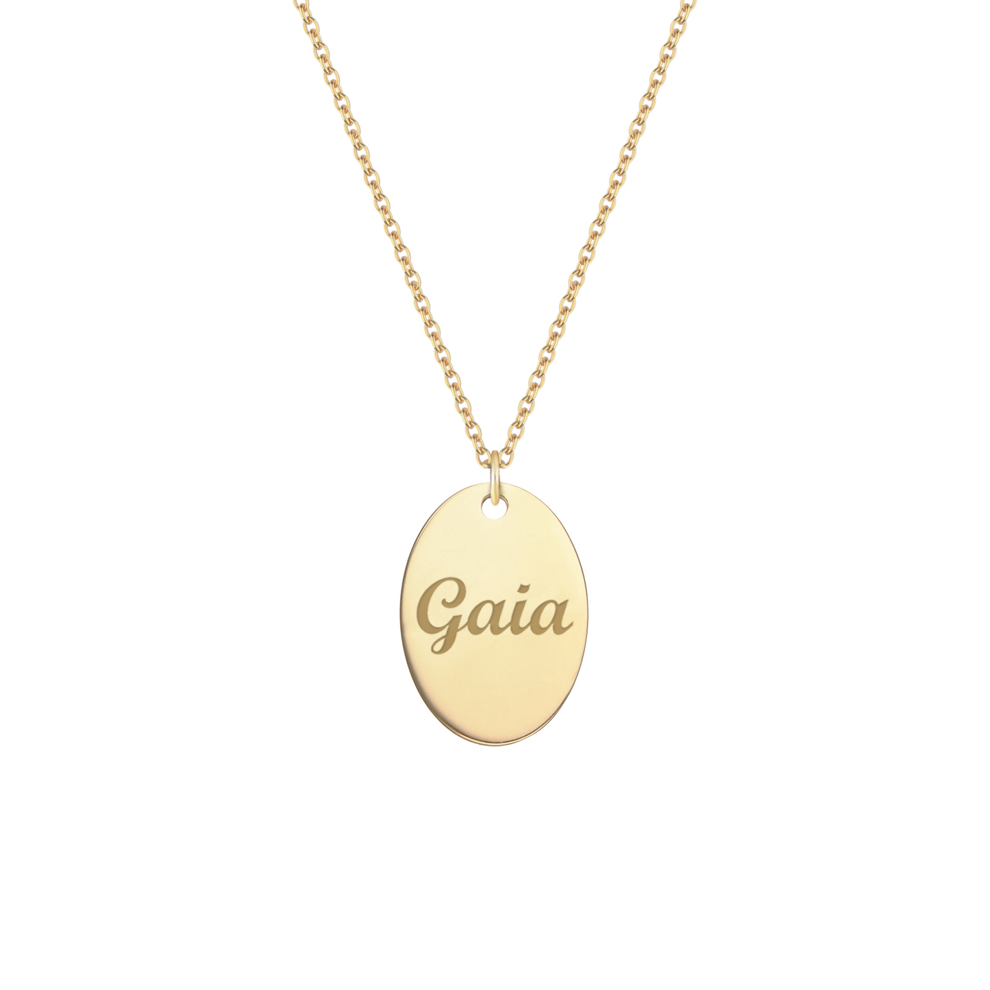 Collana con piastrina ovale personalizzata in argento placcato in oro giallo 18Kt