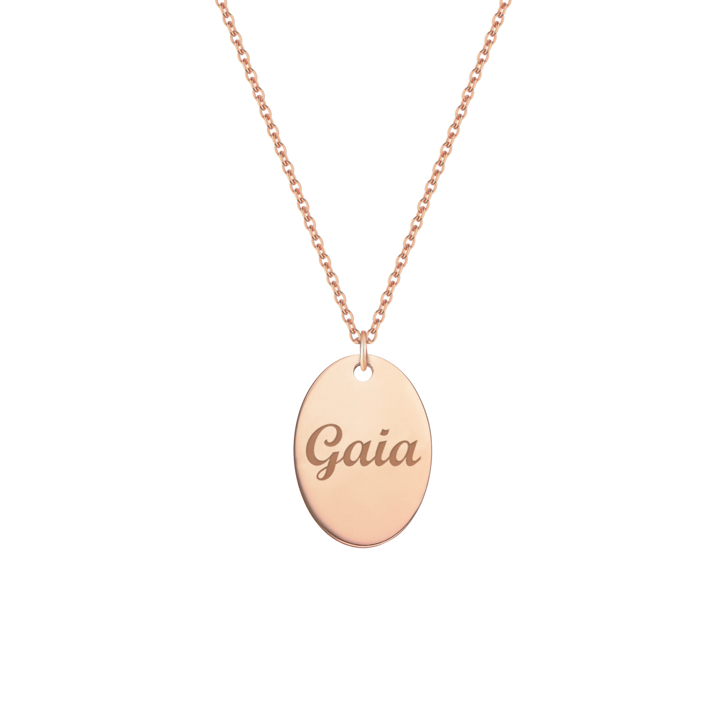 Collana con piastrina ovale personalizzata in argento placcato in oro rosa 18Kt