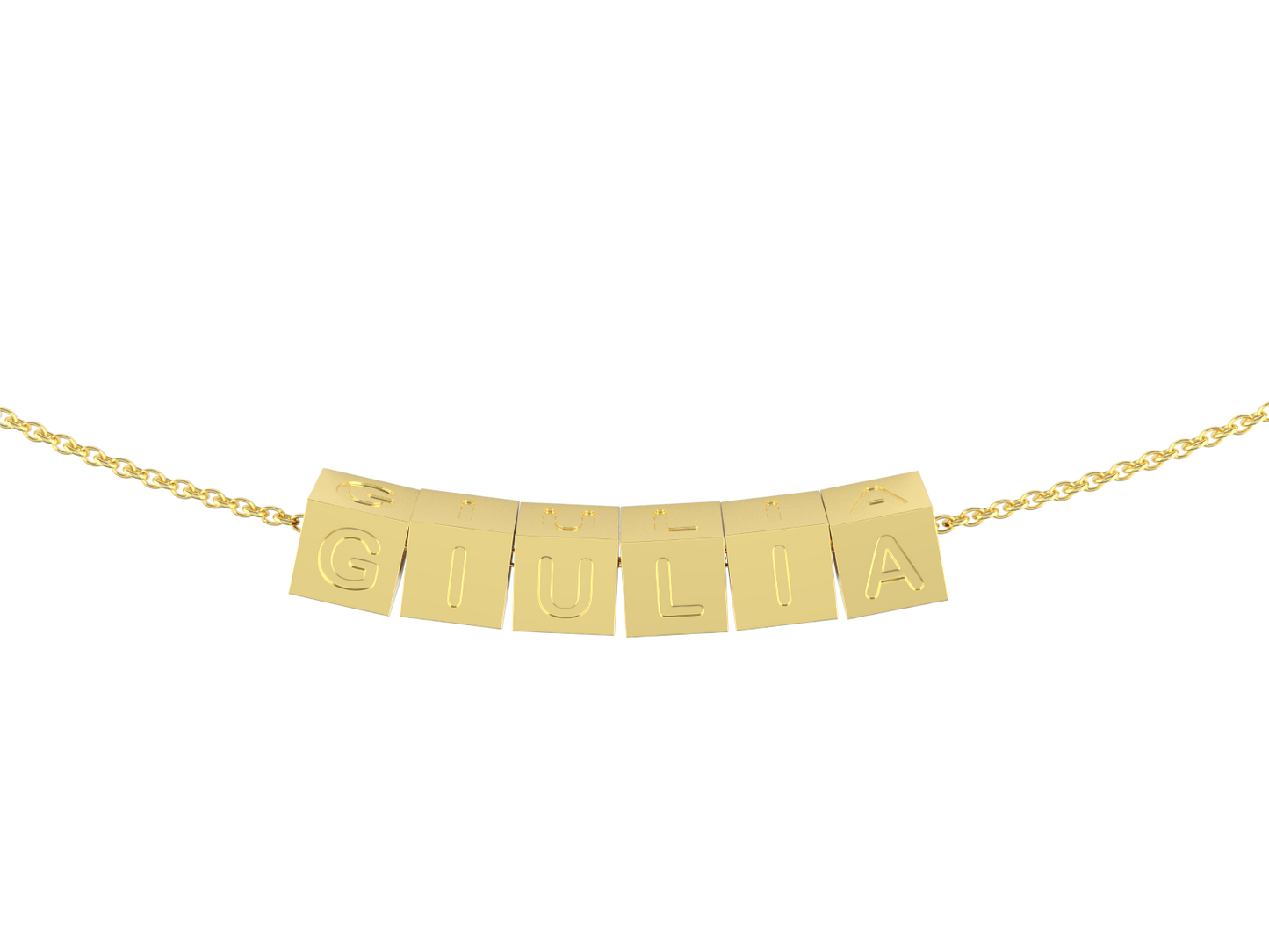Collana con uno o più dadini personalizzabili in argento placcato in oro giallo 18Kt