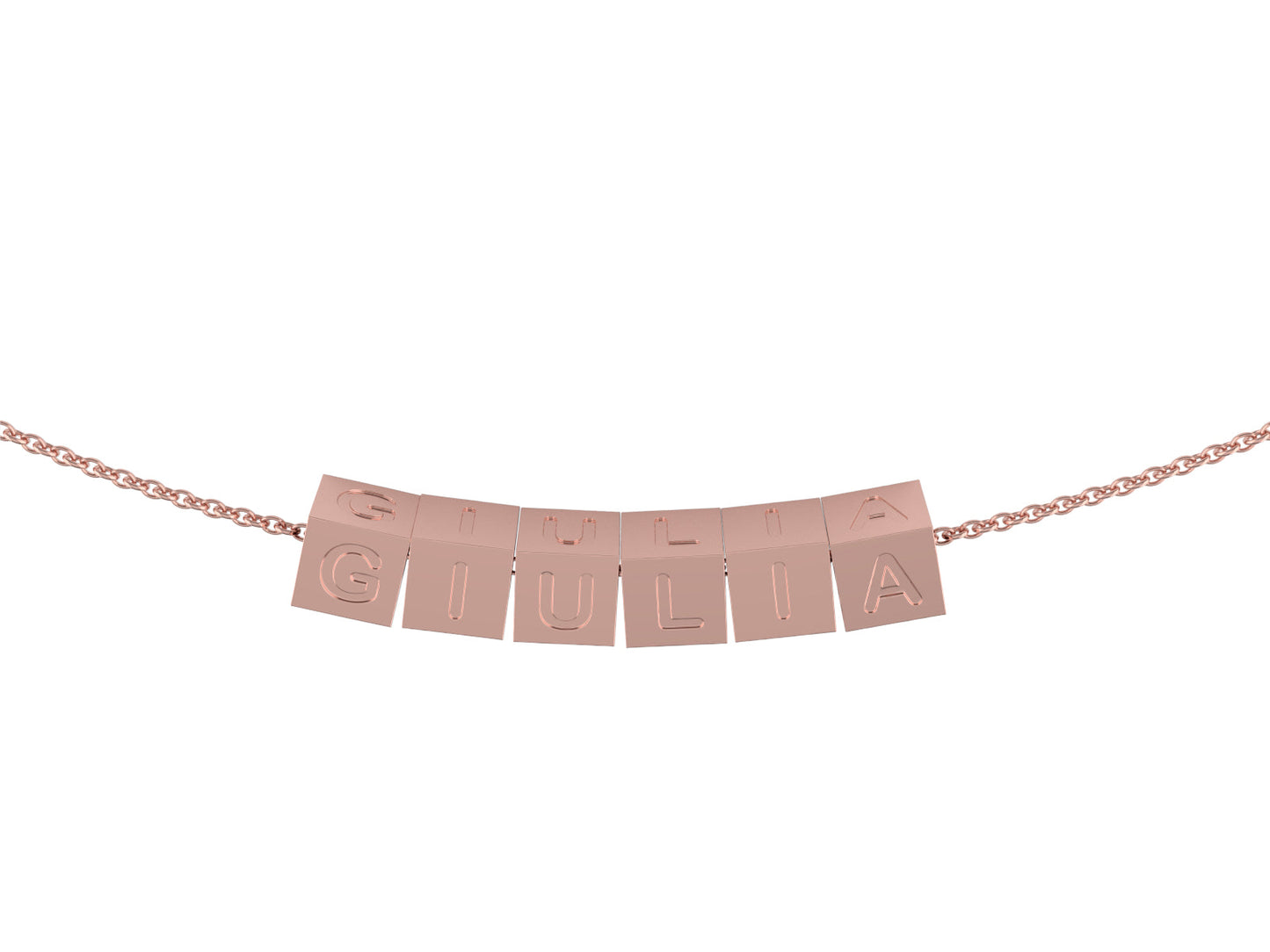 Collana con uno o più dadini personalizzabili in argento placcato in oro rosa 18Kt