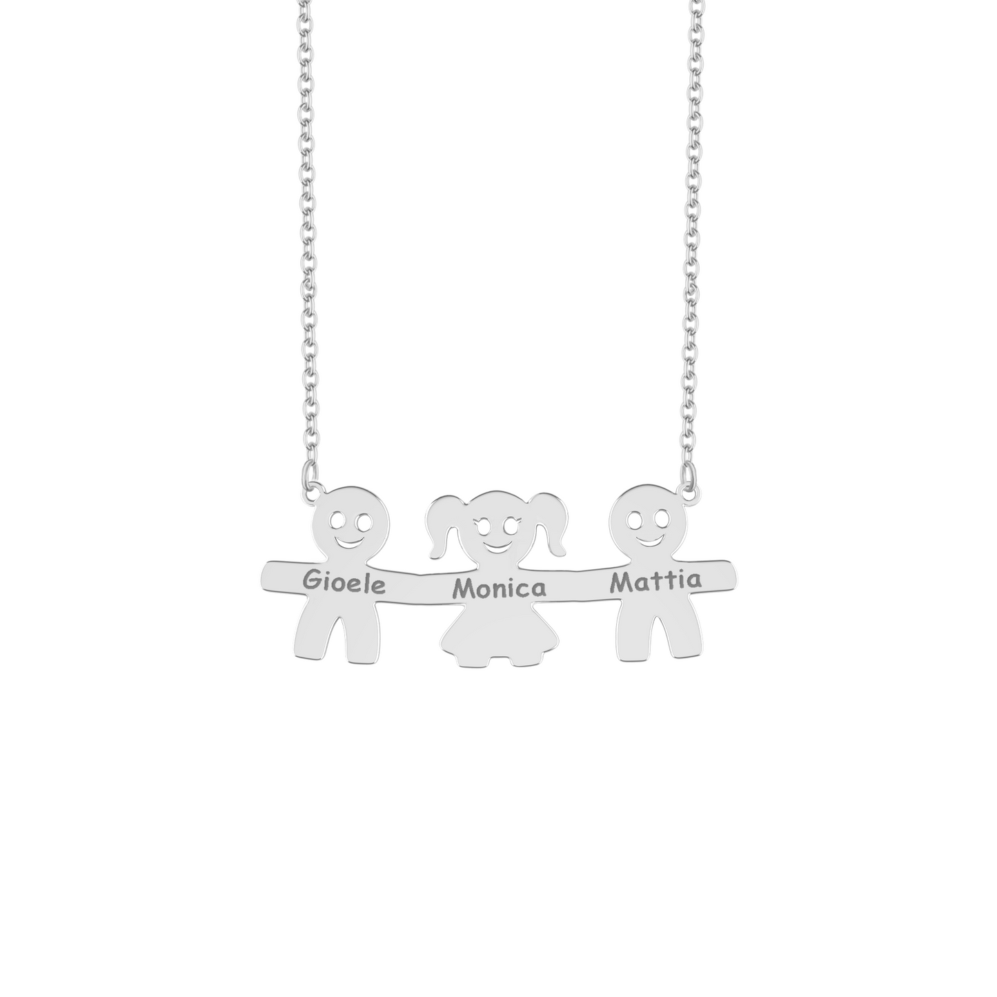 Collana con tre bimbi personalizzati in argento