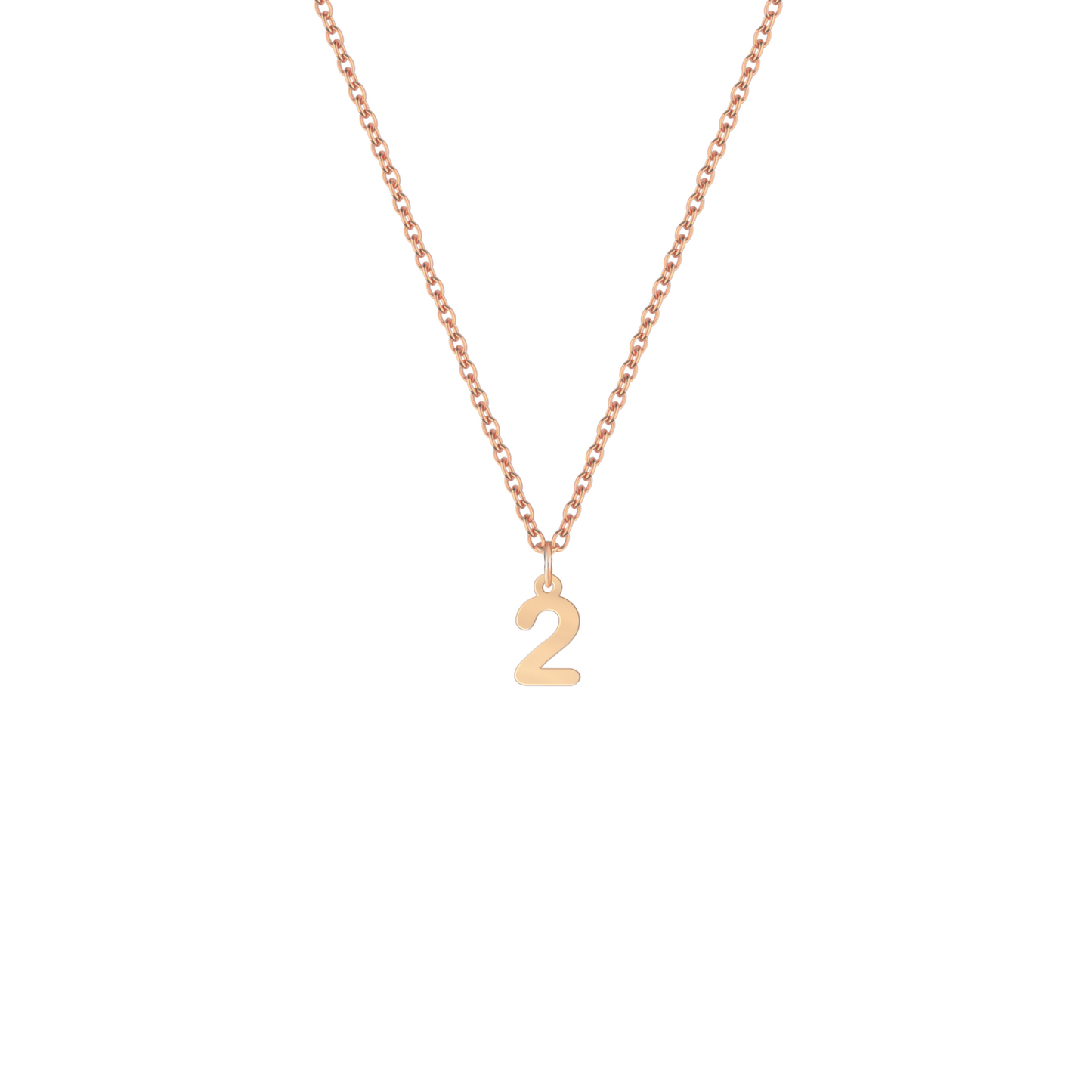 Collana con uno o più ciondoli numeri componibili numero 2 in argento placcato in oro rosa 18Kt
