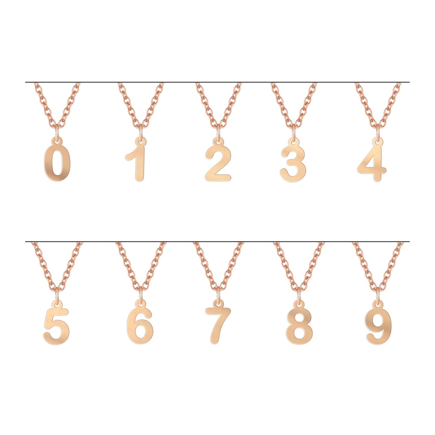 Collana con uno o più ciondoli numeri componibili sviluppo in argento placcato in oro rosa 18Kt