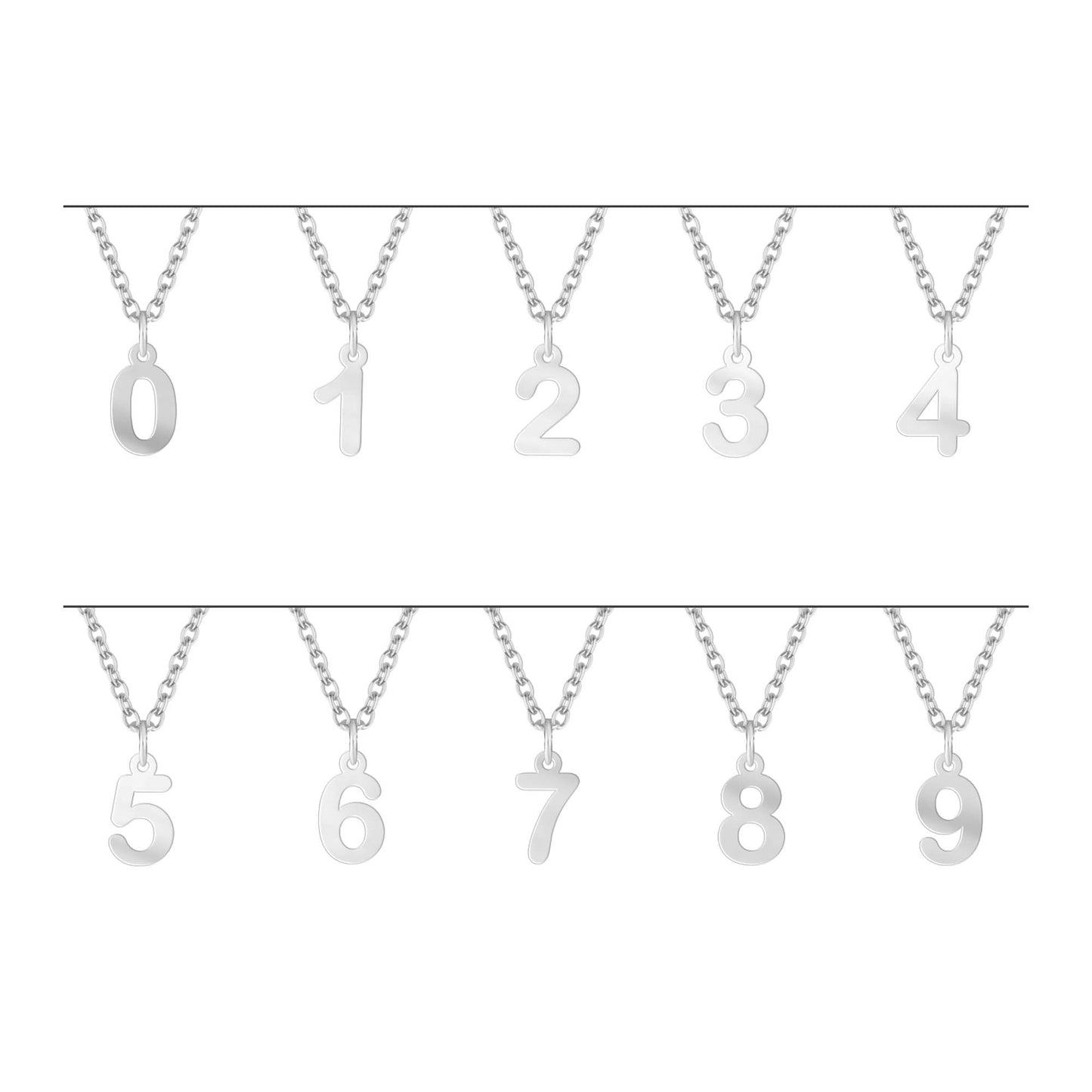 Collana con uno o più ciondoli numeri componibili sviluppo in argento
