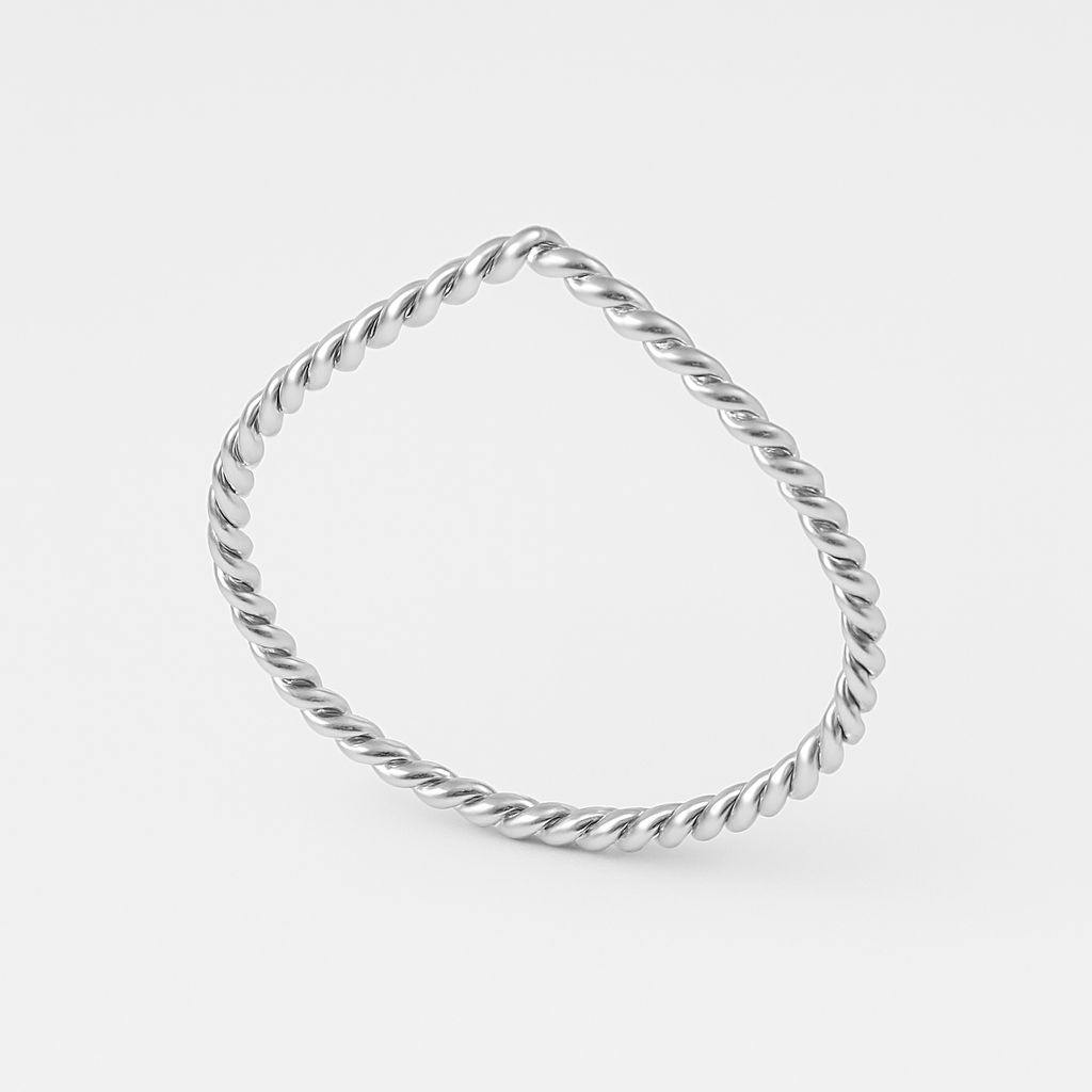 Anello minimal a punta intrecciato in oro bianco 18kt