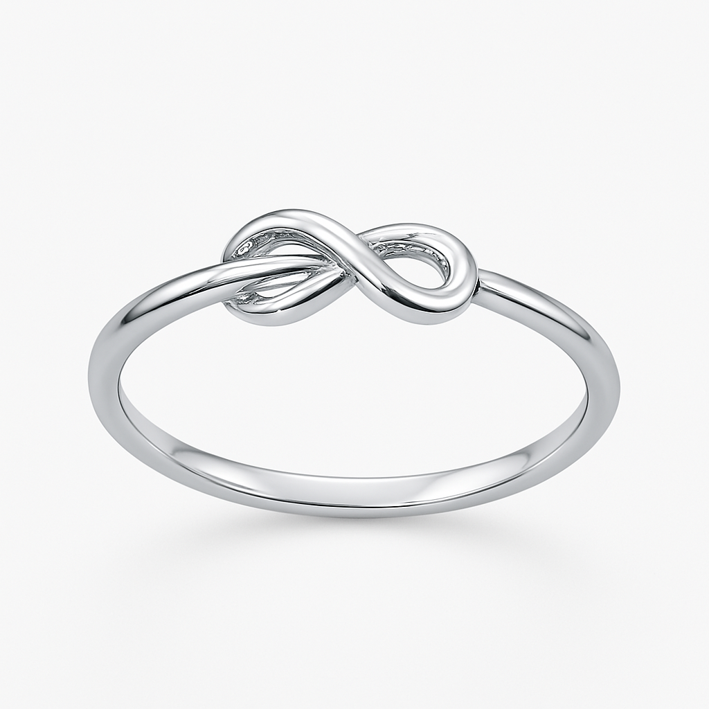 Anello minimal con nodo infinito in oro bianco 18kt