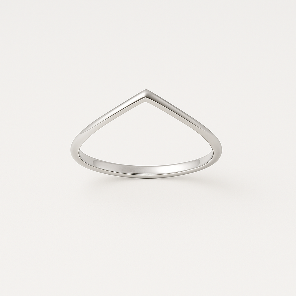 Anello minimal a punta in oro bianco 18kt