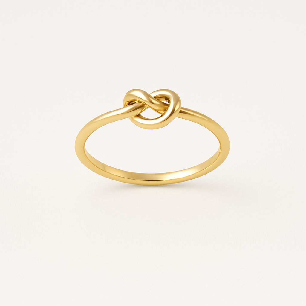 Anello minimal con nodo a cuore in oro giallo 18kt