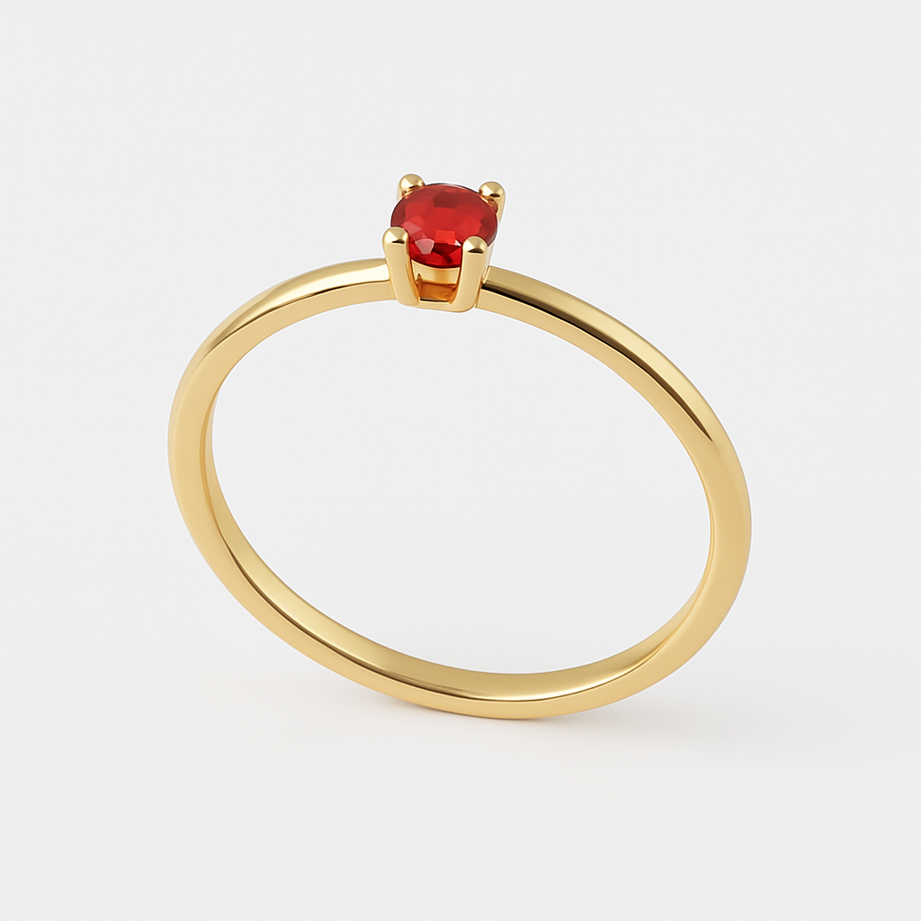 Anello minimal con rubino in oro giallo 18kt