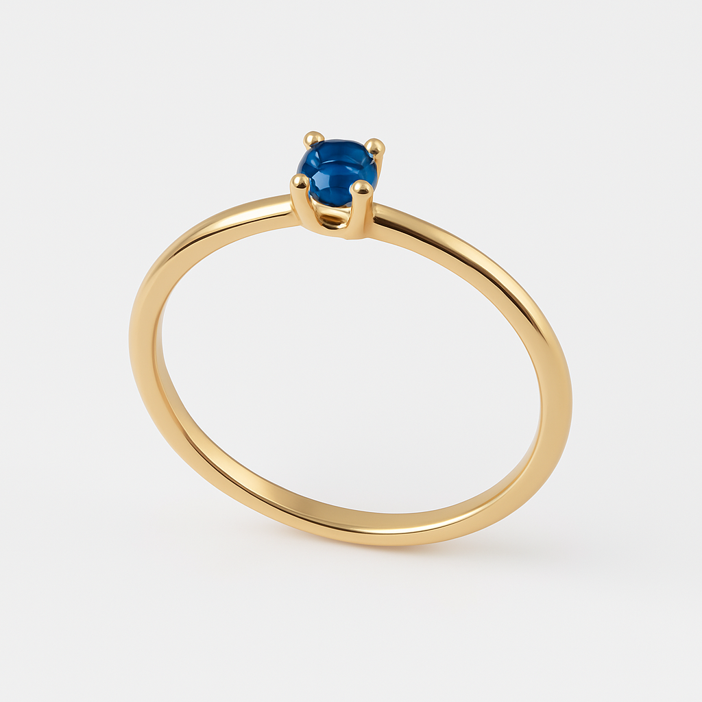 Anello minimal con zaffiro in oro giallo 18kt