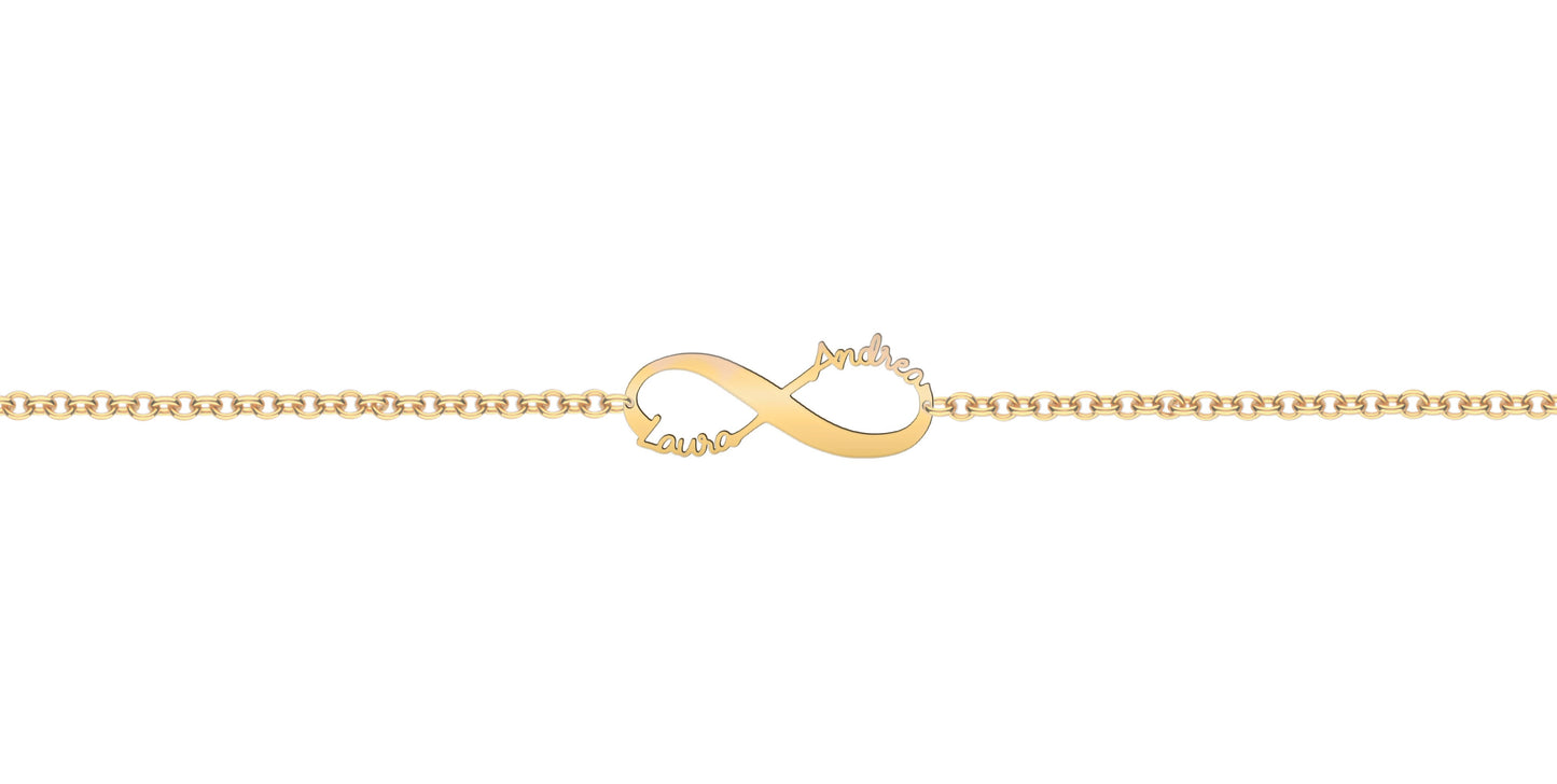 Bracciale con Infinito a due nomi personalizzabili in argento | B38-S