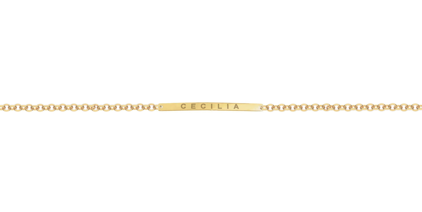 Bracciale Rolò con Piastrina rettangolare sottile personalizzabile in argento - B43-S