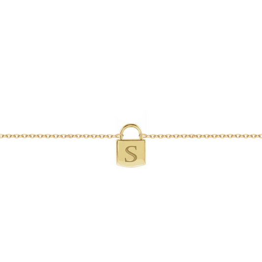 Bracciale con lucchetto tridimensionale personalizzato in argento placcato in oro giallo 18Kt