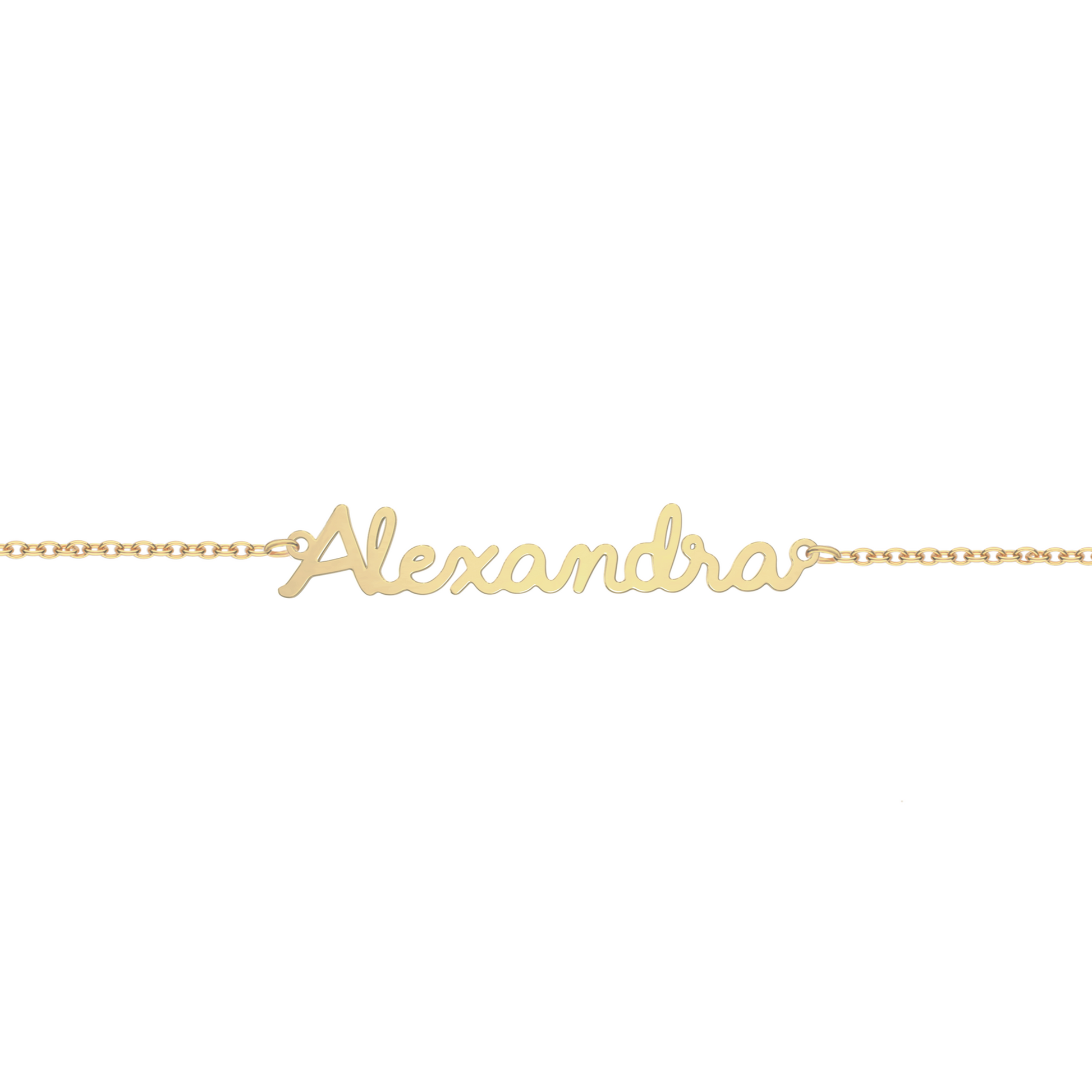 Bracciale con nome in font minuscolo in argento placcato in oro giallo 18Kt