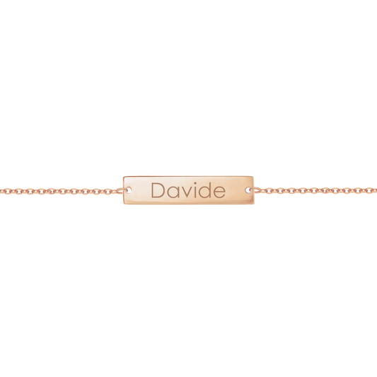 Bracciale con piastrina personalizzata in argento placcato in oro rosa 18Kt