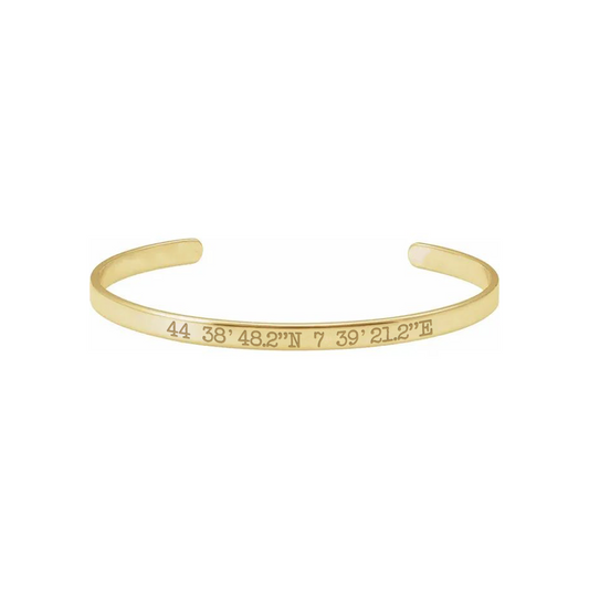 Bracciale rigido per coordinate personalizzabile in argento placcato in oro giallo 18Kt