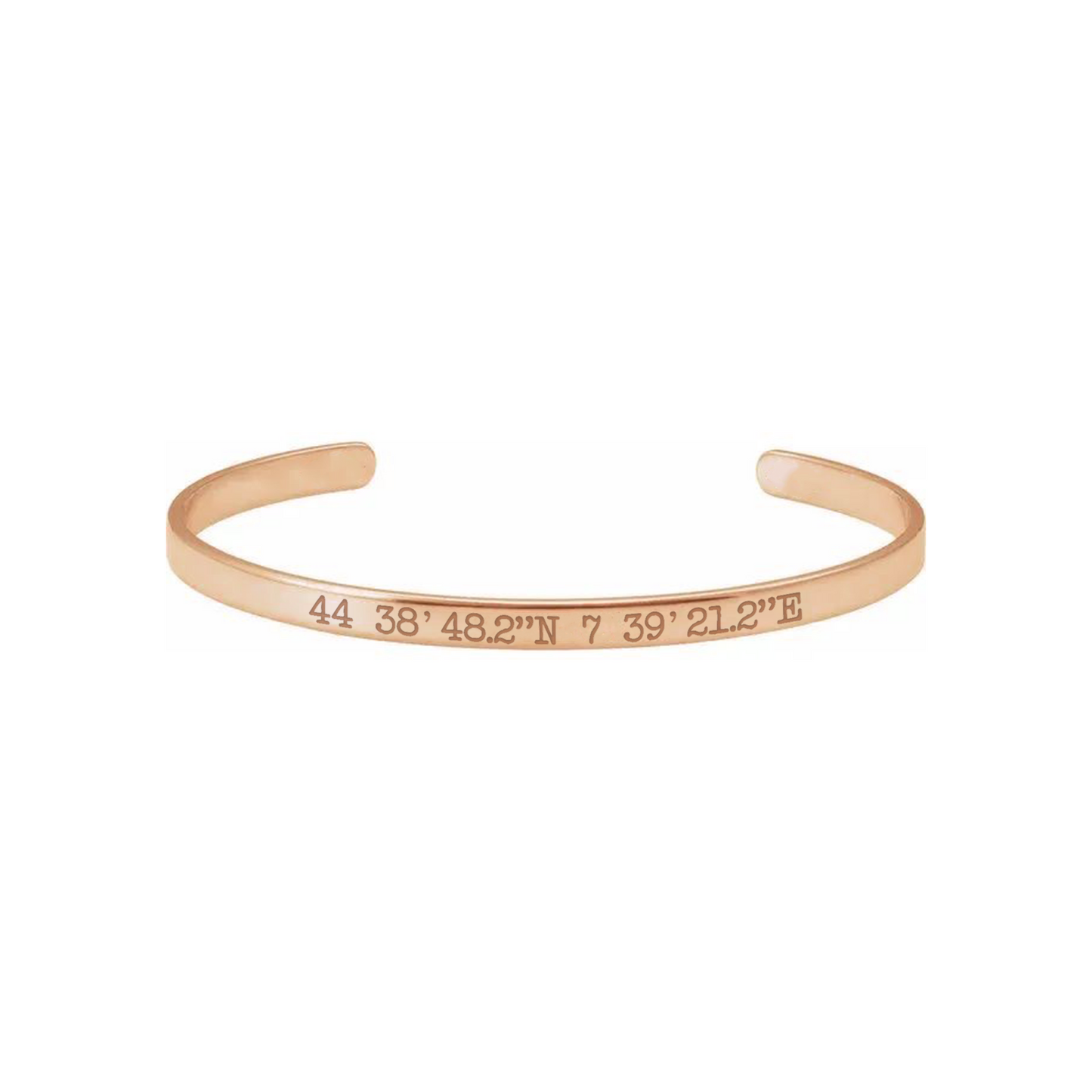 Bracciale rigido per coordinate personalizzabile in argento placcato in oro rosa 18Kt