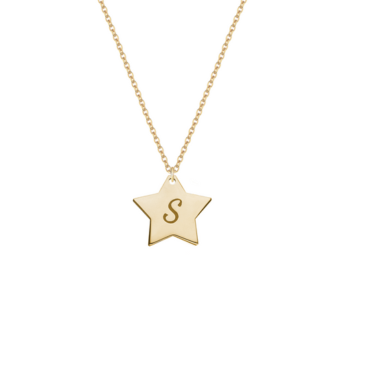 Collana con ciondolo stella personalizzata in argento placcato in oro giallo 18Kt