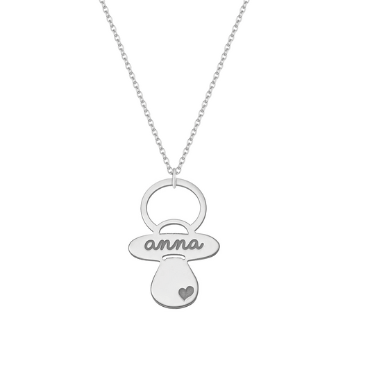 Collana con ciuccio personalizzato in argento